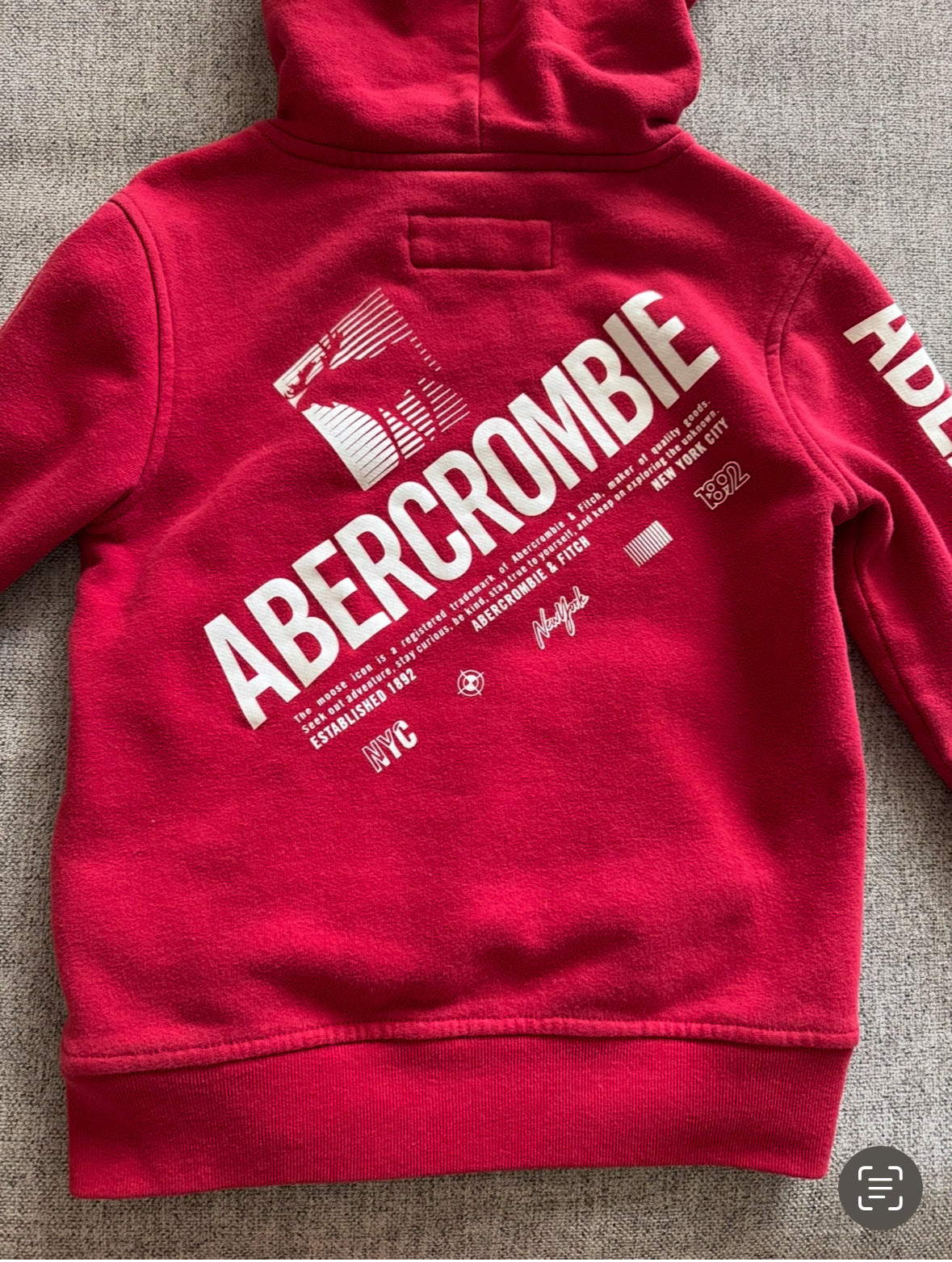 REDUCED #92 Abercrombie 5/6 boys red hooded sweatshirt