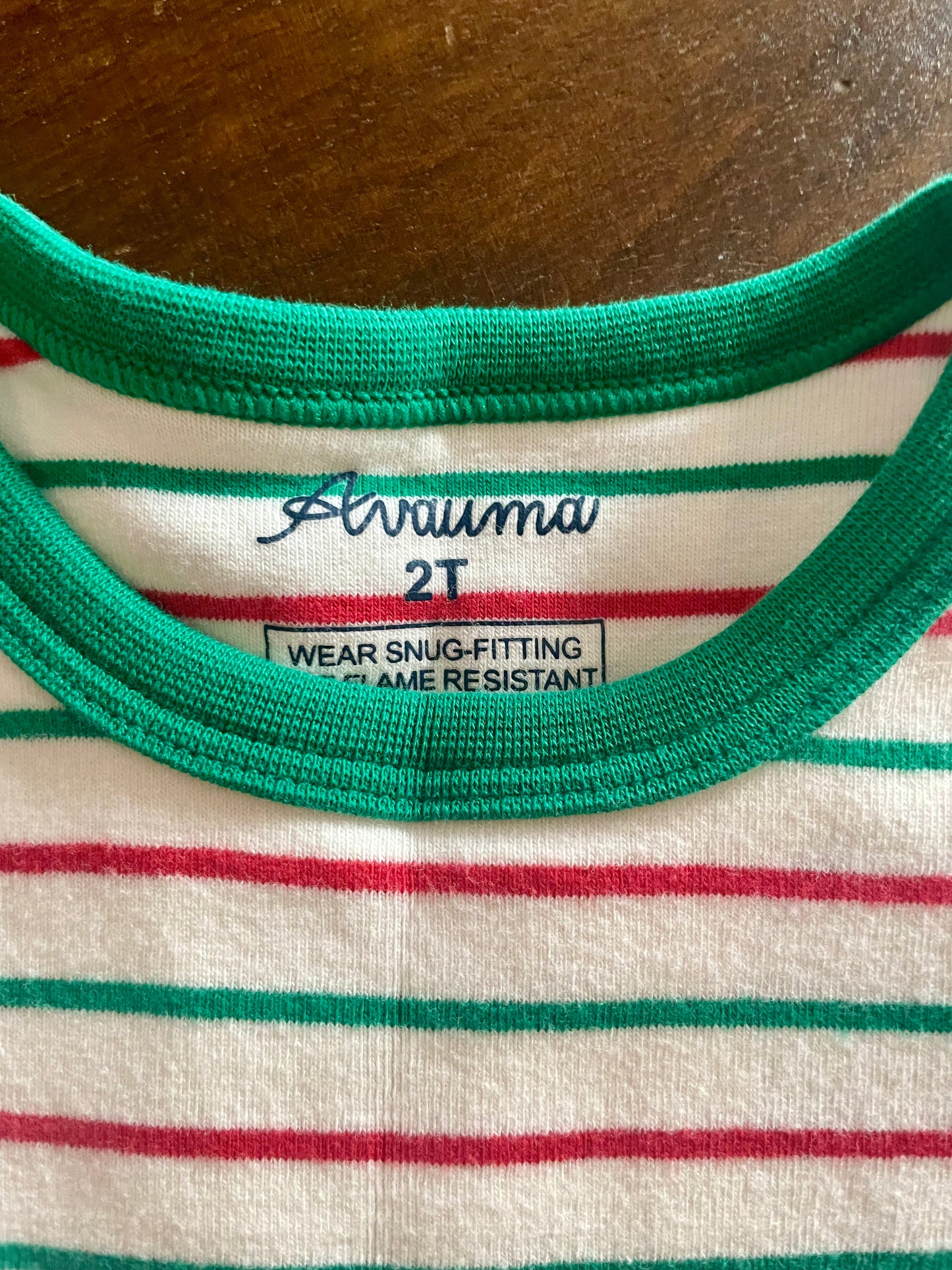 #199 Unisex Christmas striped pajamas size 2T EUC