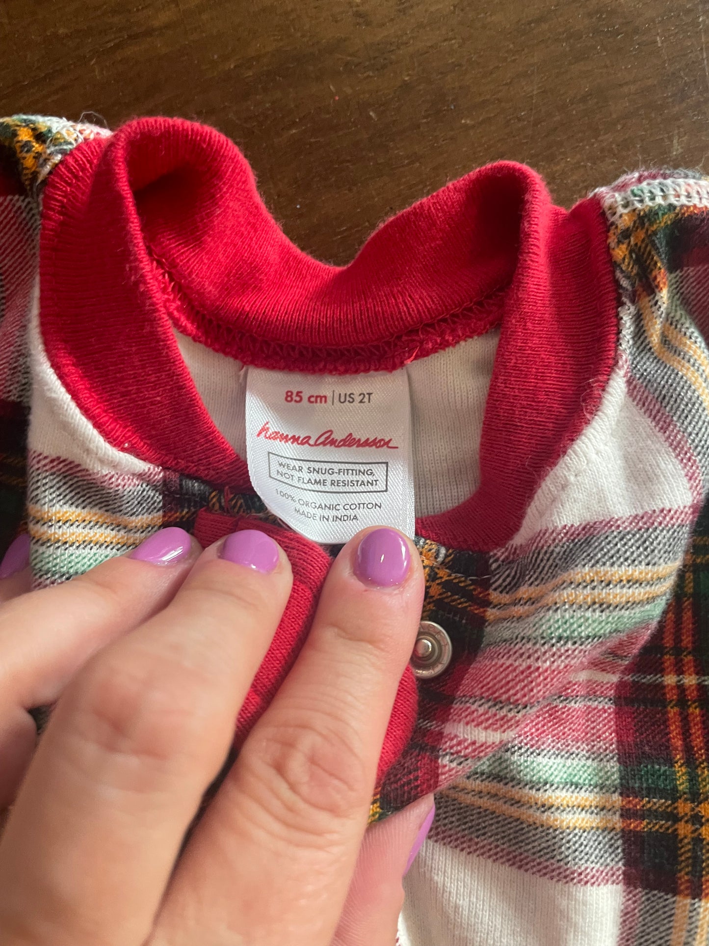 #199 Girls Hanna Andersson Christmas Plaid zipper pajamas size 2T EUC