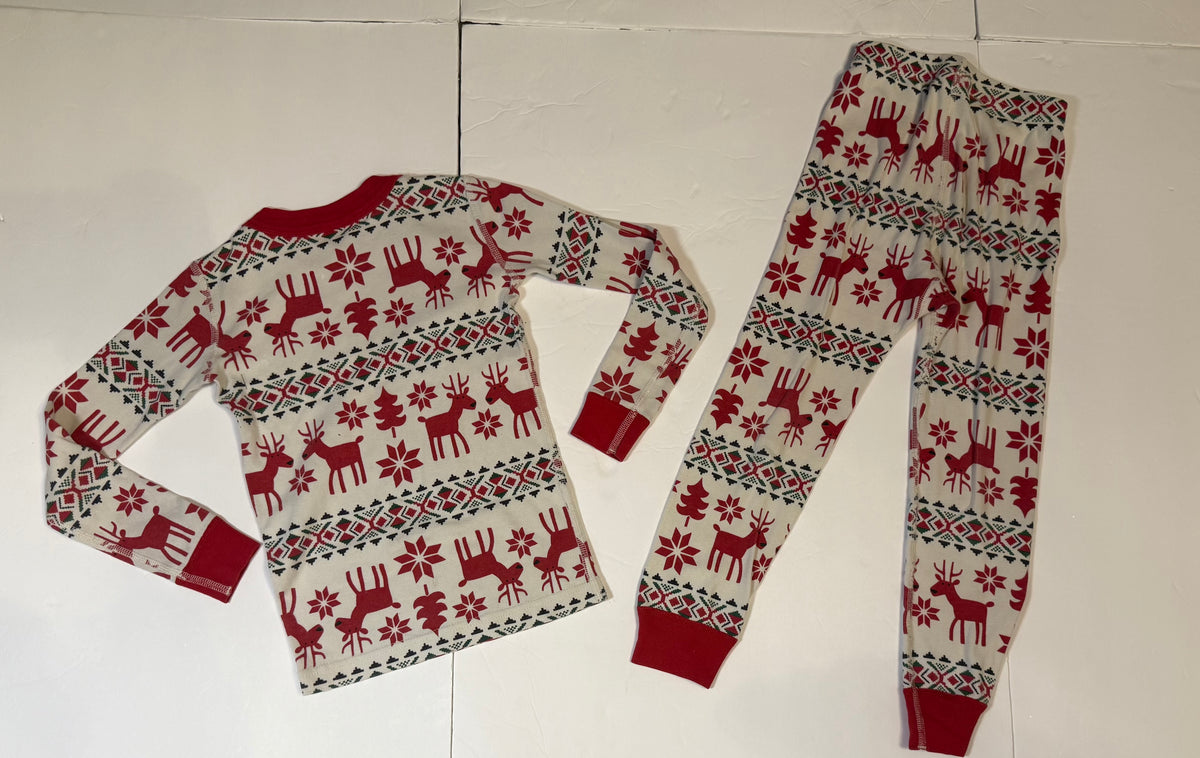 #141 Unisex 5 (110) Hanna Andersson Holiday Reindeer Long Sleeve Pajama