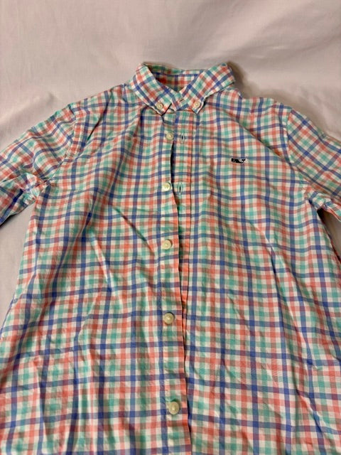 #90 Vineyard Vines Boys Plaid Button-Down Shirt Size 7