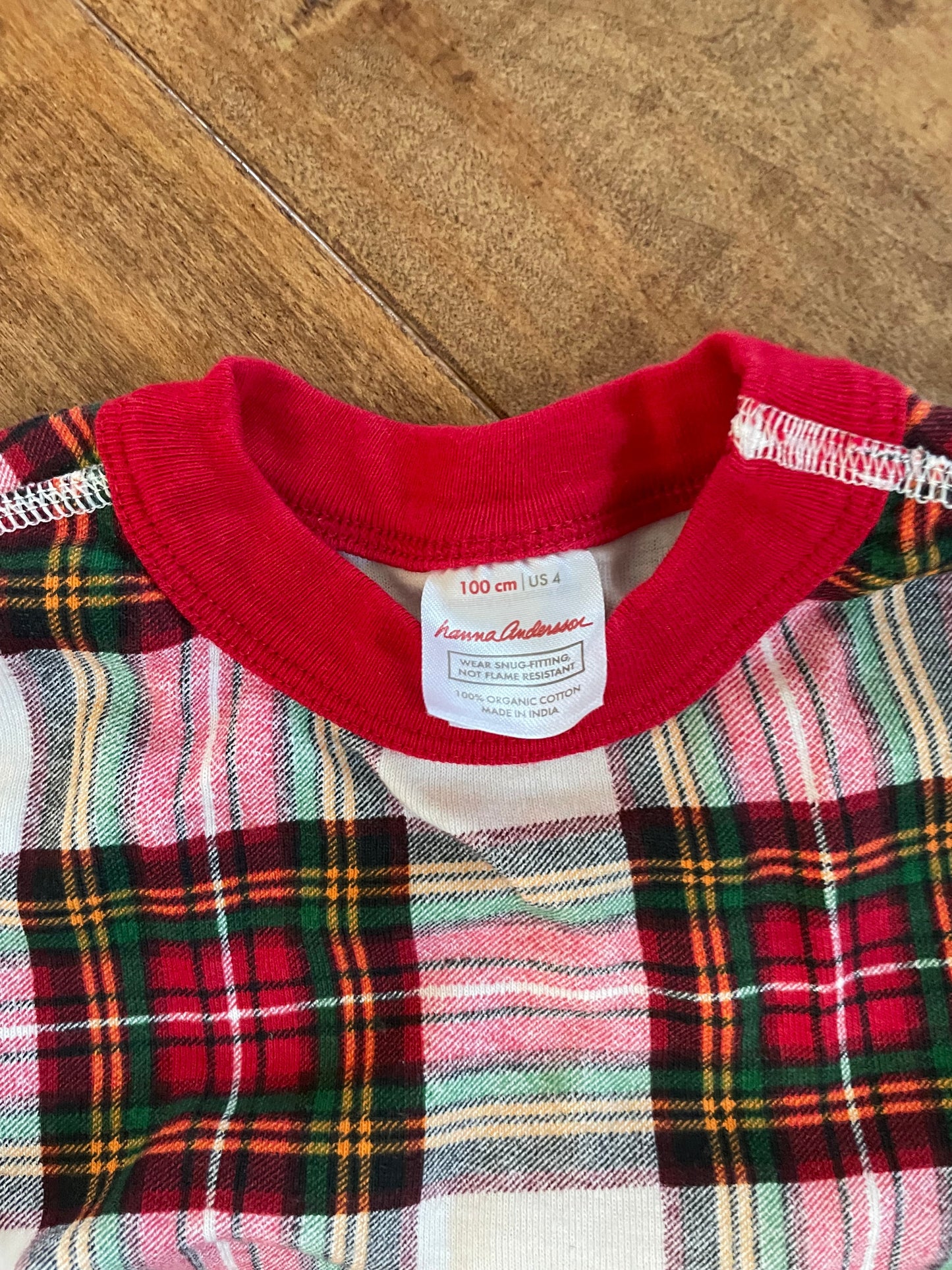 #199 REDUCED BOYS Hanna Andersson Holiday plaid pajamas size 4 EUC