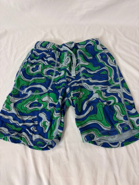 #90 Hanna Andersson Boys Blue & Green Swirl Print Shorts Size 6-7
