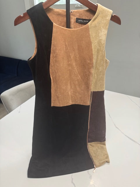#222 Ivanka Trump Women's Sz 6 Suede Colorblock Dress with Zipper Slit Detail (NWOT)