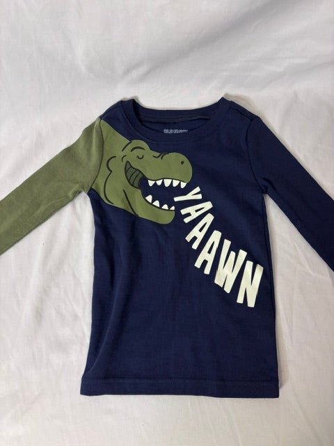 #90 Old Navy Boys Dinosaur “RAAAWN” Long Sleeve Shirt Size 3T