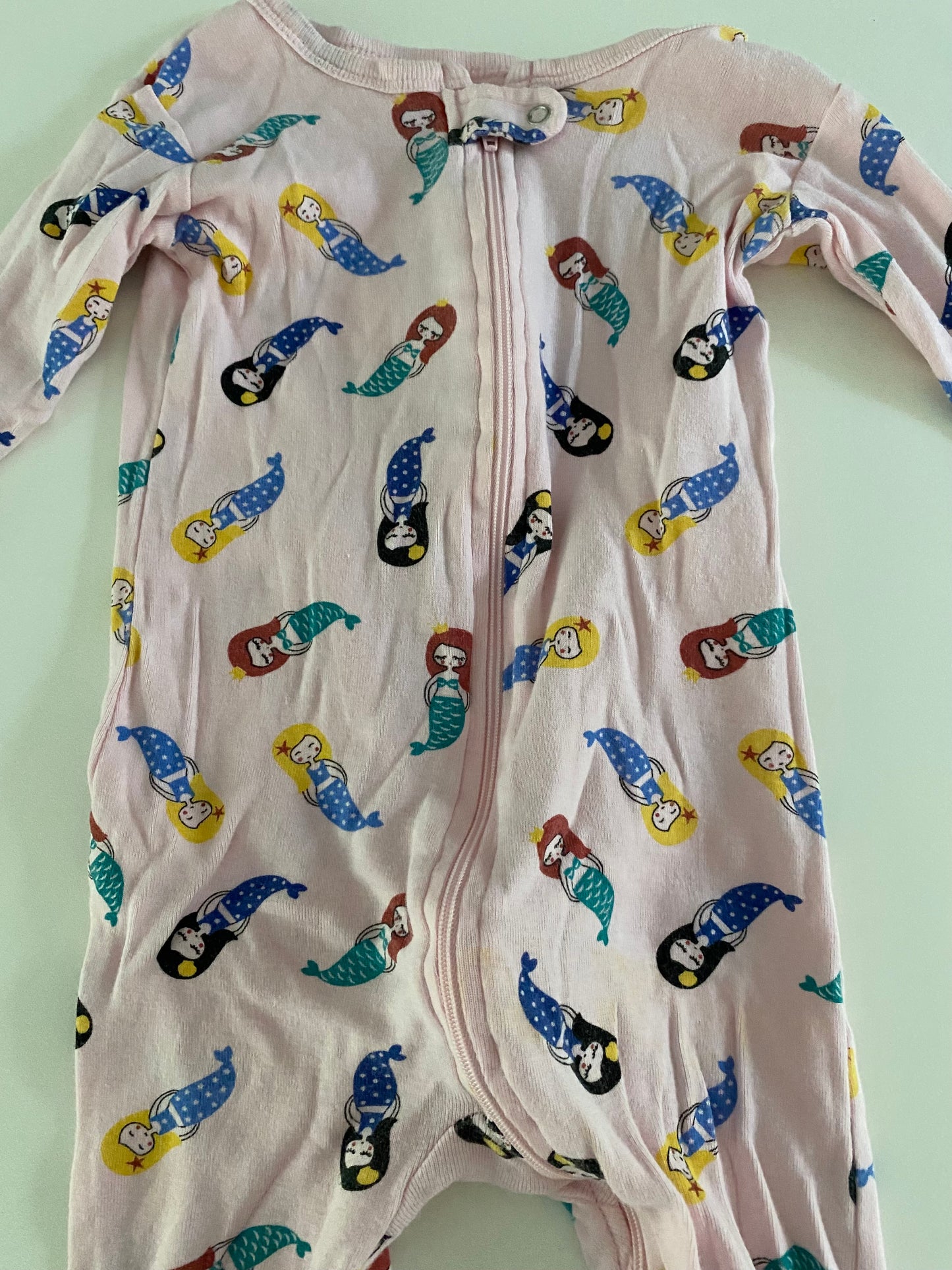 #117, Girls 12-18M, Leveret pink mermaid footed pajamas, VGUC