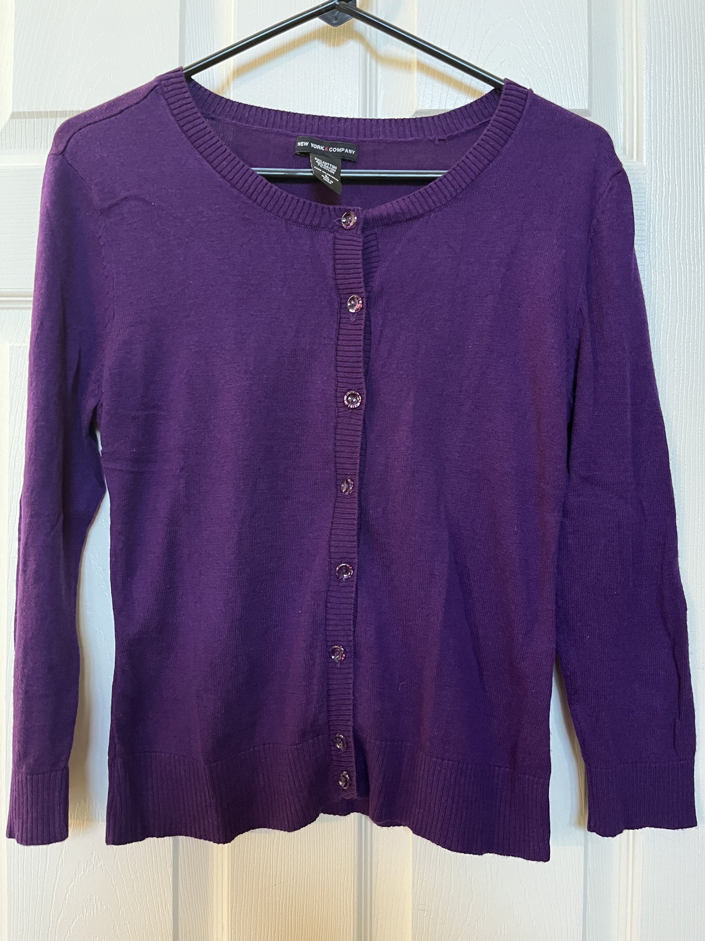 #124 NY&Co Purple Women's 3/4 Sleeve Cardigan Size L