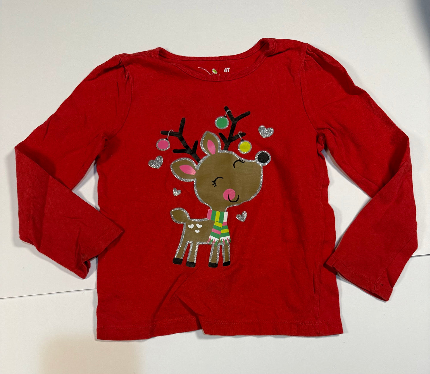 #180 Girls 4T Holiday Shirt Bundle - Skeleton, Reindeer, Penguin