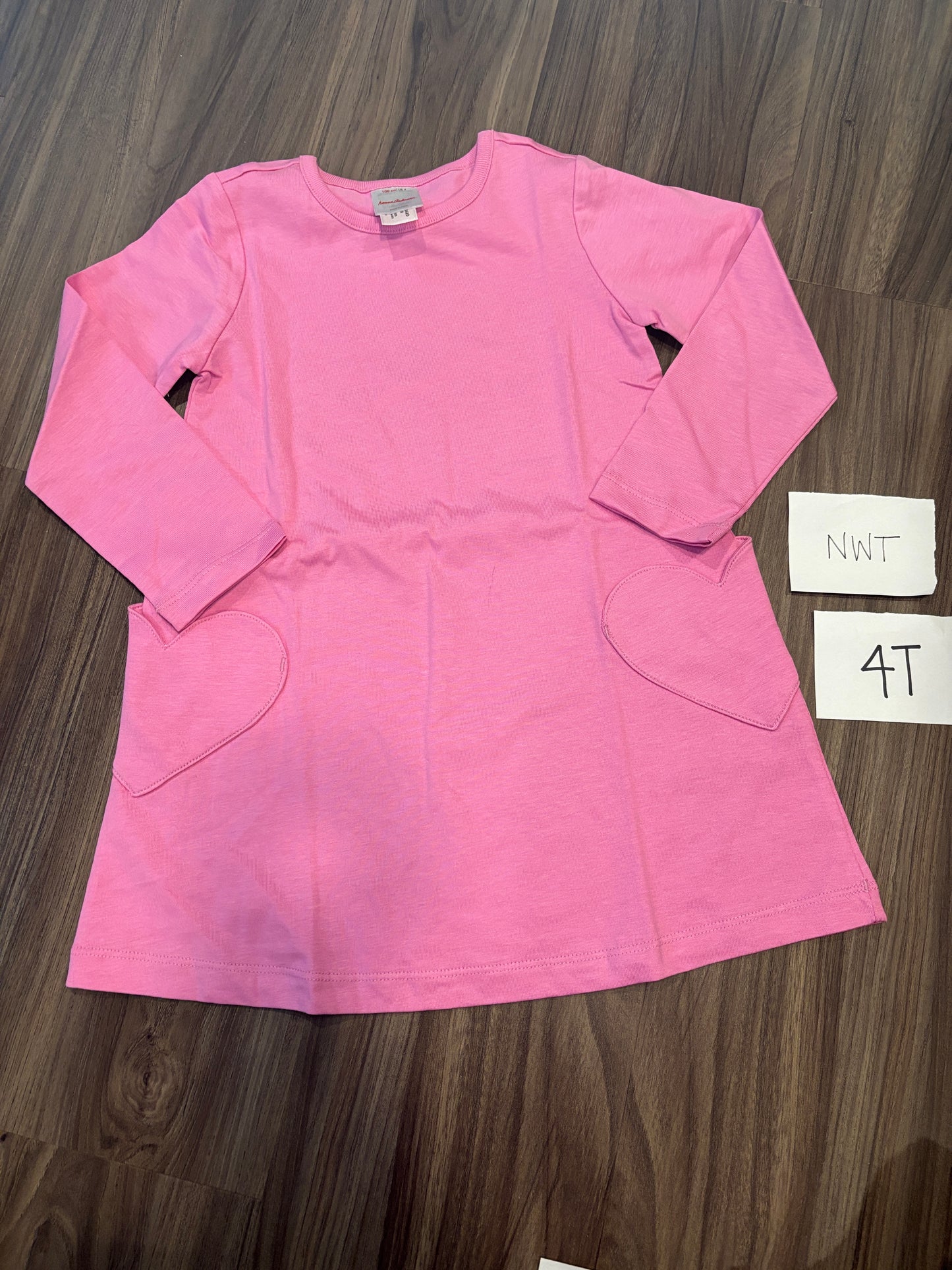 #138 - 4T - NWT Hanna Andersson - LS Pink Dress - PU 45236