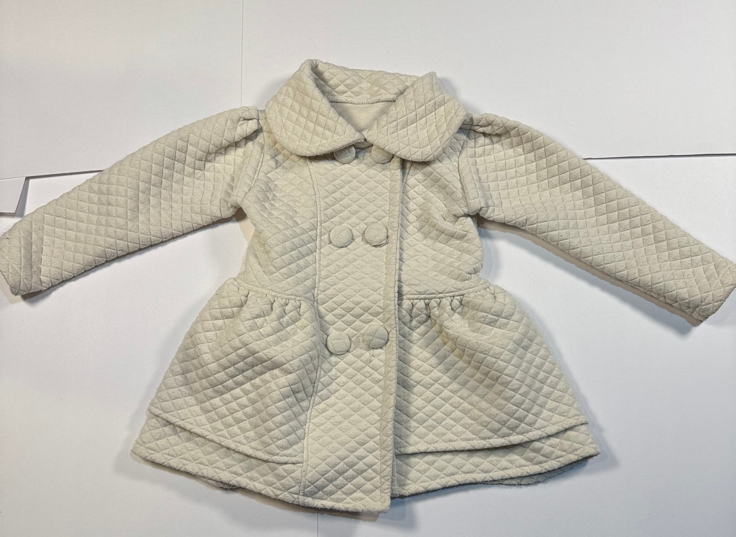 #180 Girls 4 Cream Quilted Dress Coat