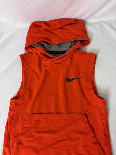 #90 Nike Boys Sleeveless Pullover Hoodie Orange Youth Small