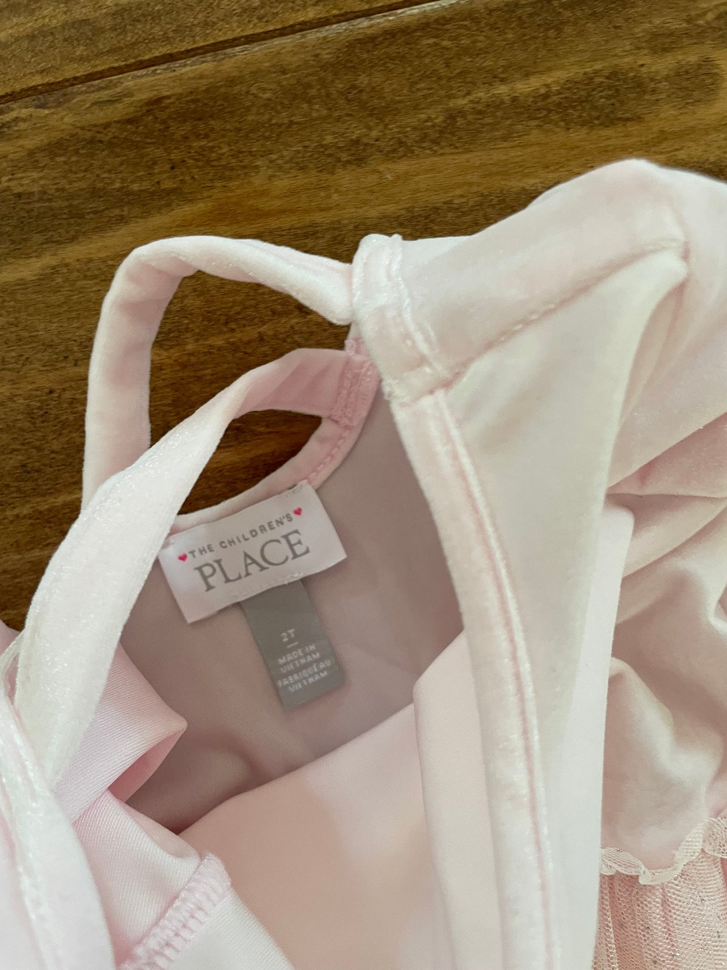 #199 girls children’s place pink velour tulle dress size 2T EUC