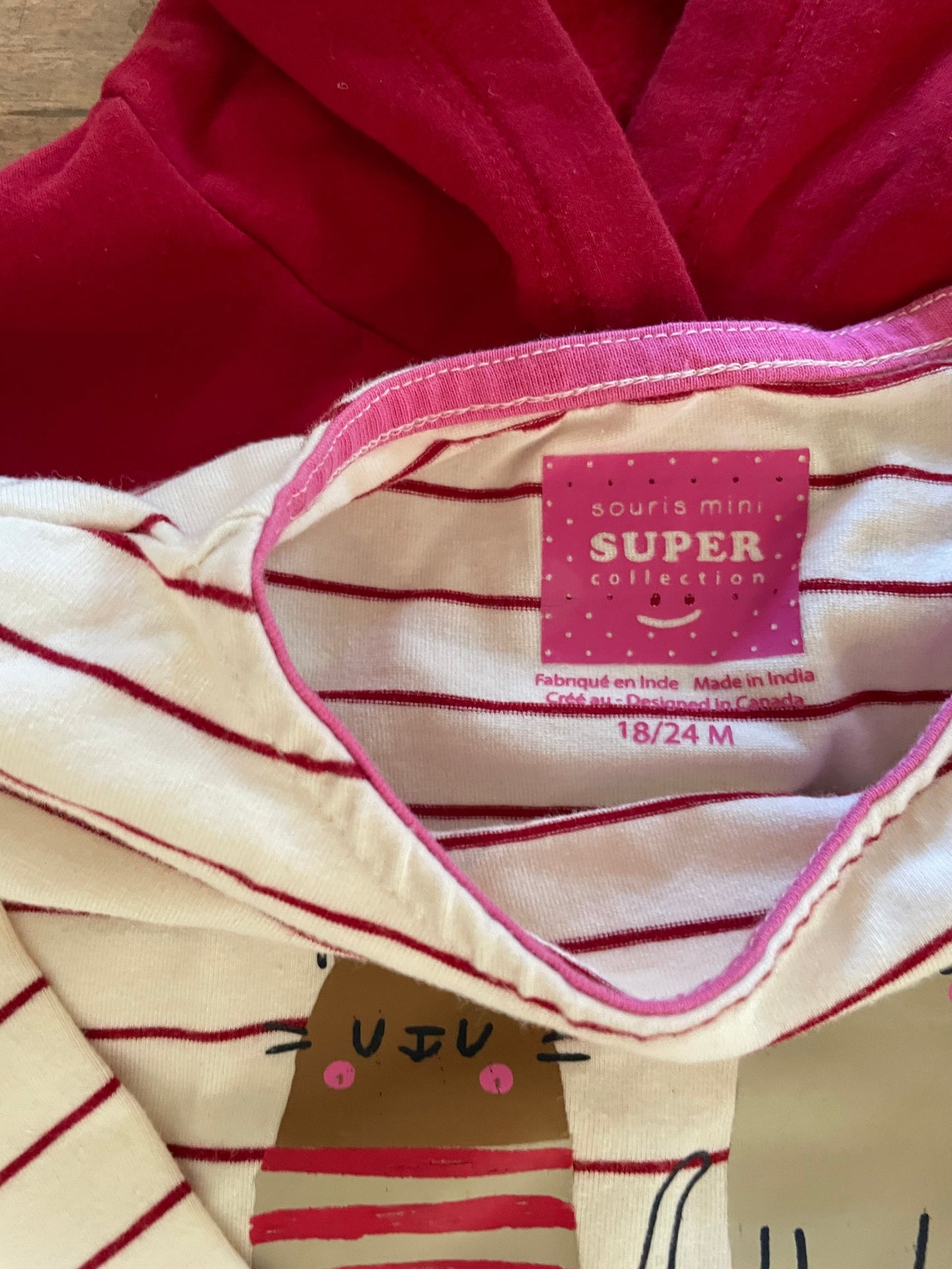 #199 girls souris mini red outfit size 18-24 months