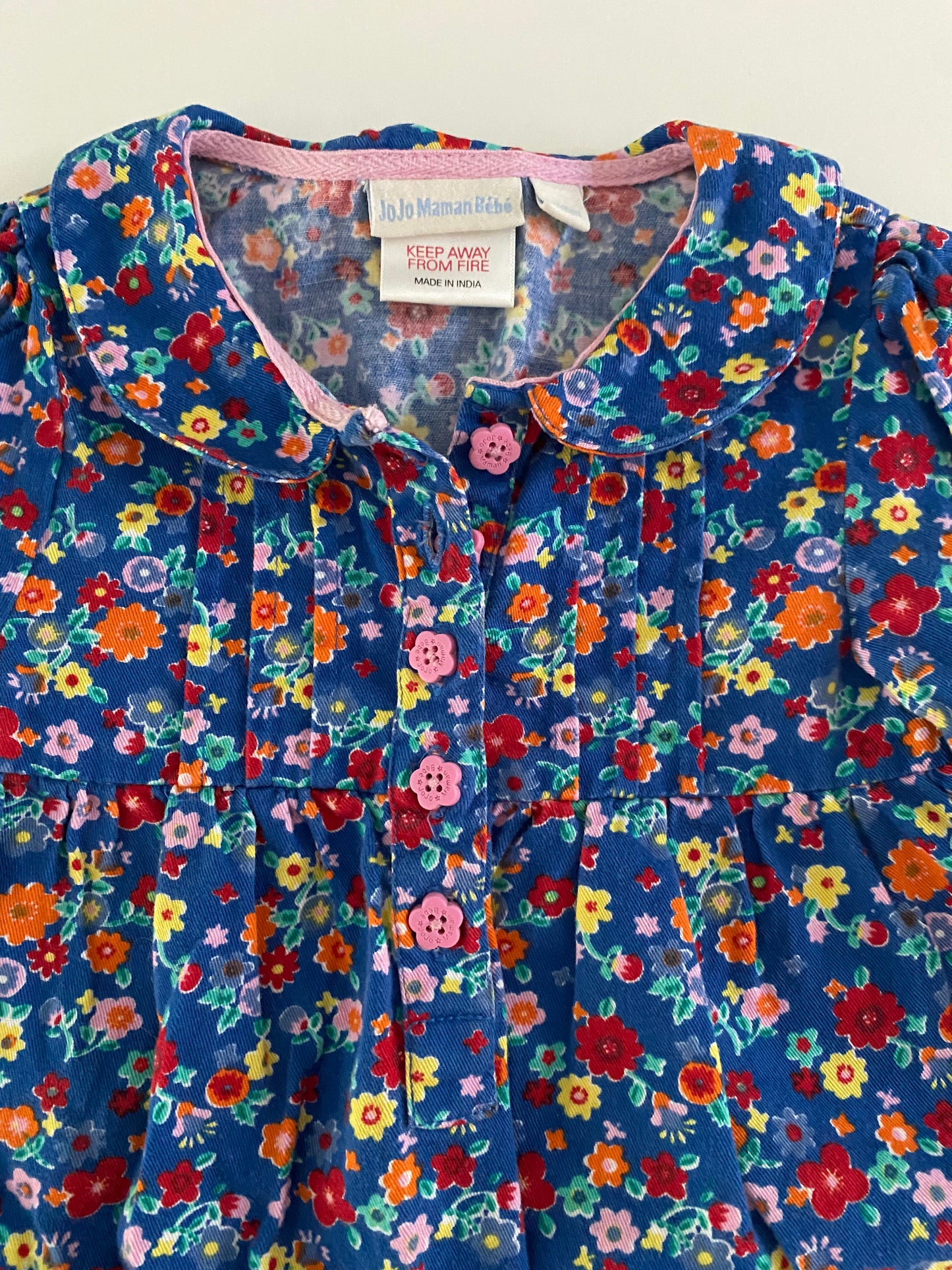 #117 Girl's 12-18M, JoJo Maman Bebe blue floral dress, EUC