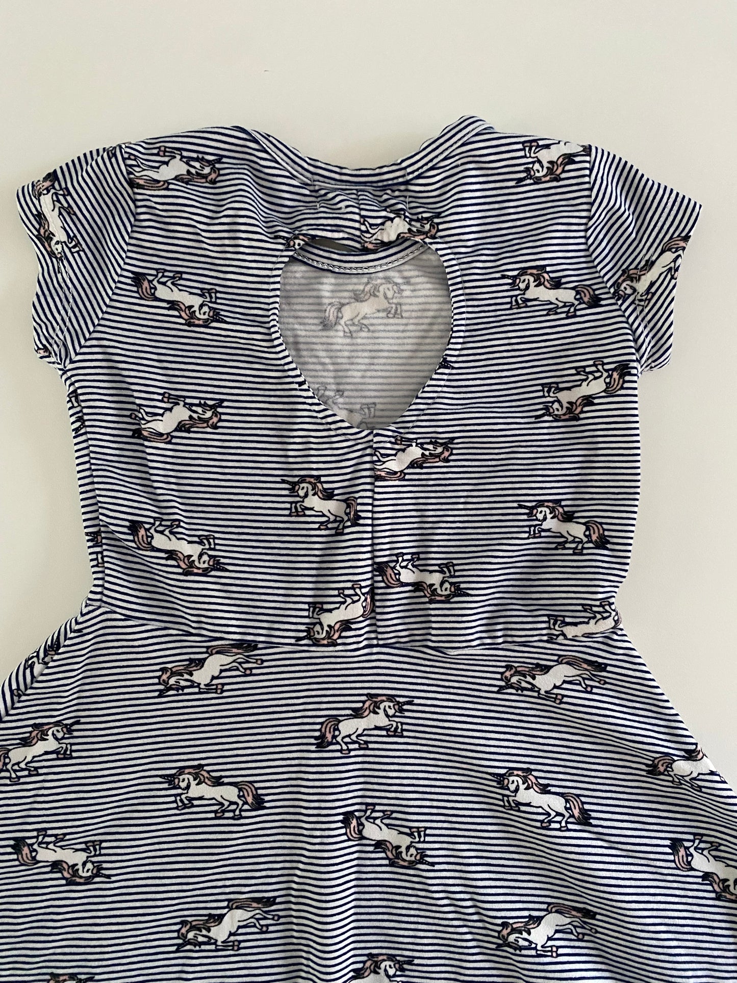 #117, Girls 2T, Btween navy stripe unicorn twirl dress, VGUC