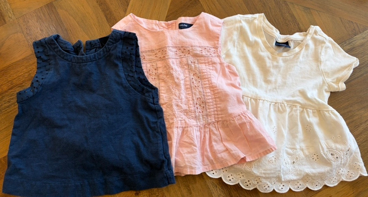 Seller 22 baby gap set of 3 eyelet tops 18-24 mo