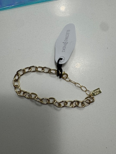 #222 Electric Picks 14k Gold Plated Chain Link Bracelet (NWT)