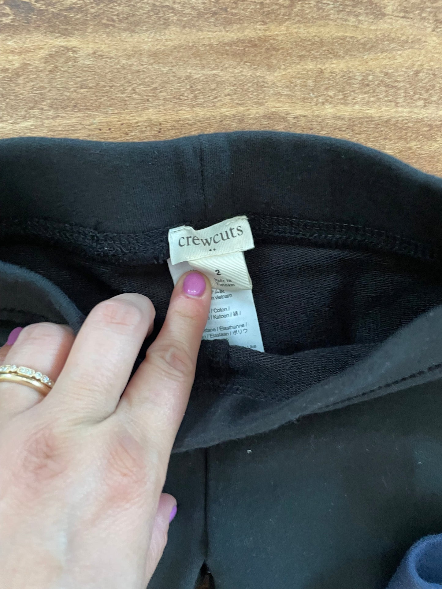 #199 Girls Crew Cuts navy and black pants size 2 EUC