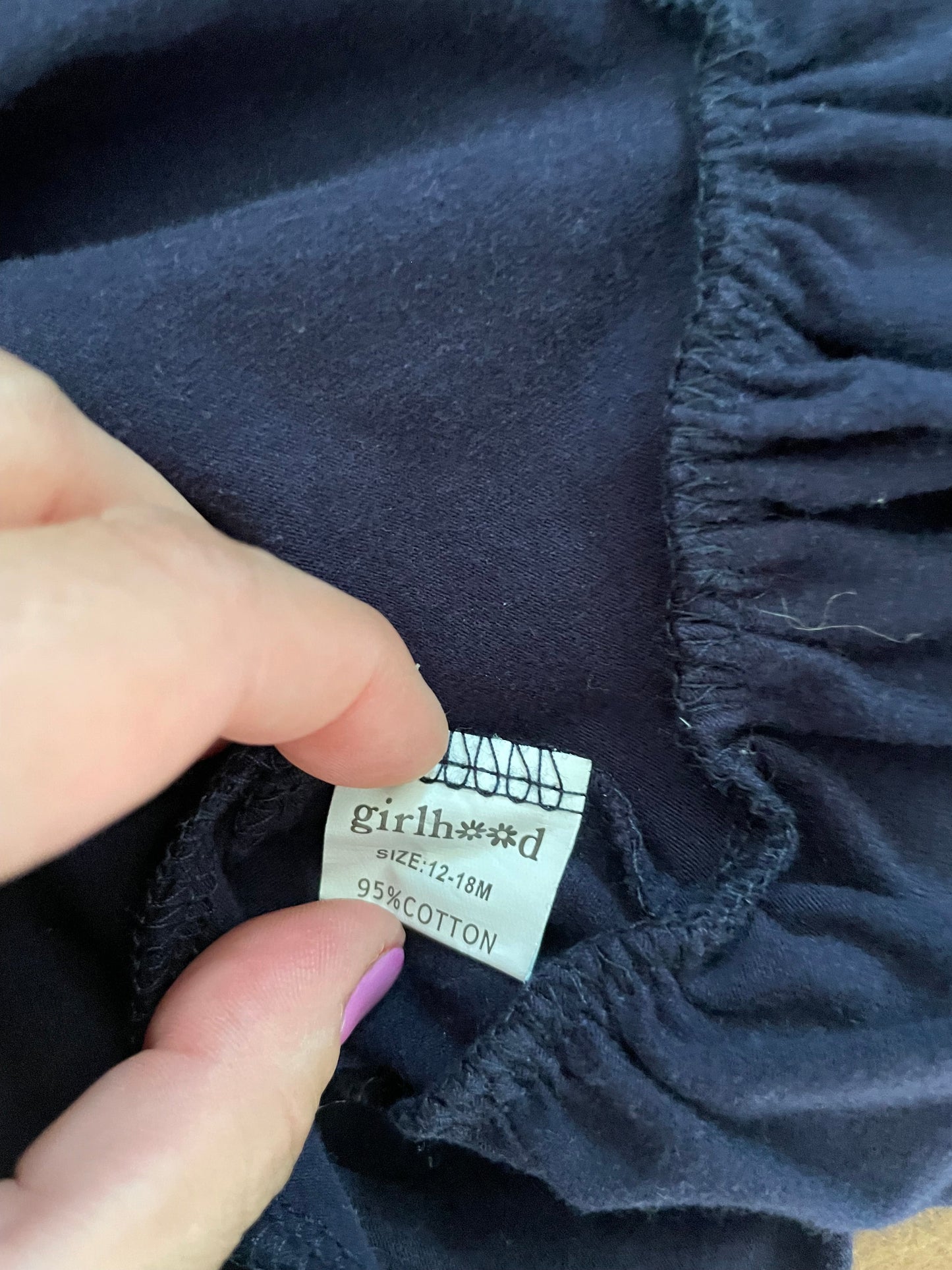 #199 REDUCED Girls Girlhood navy twirl dress size 12-18 months EUC