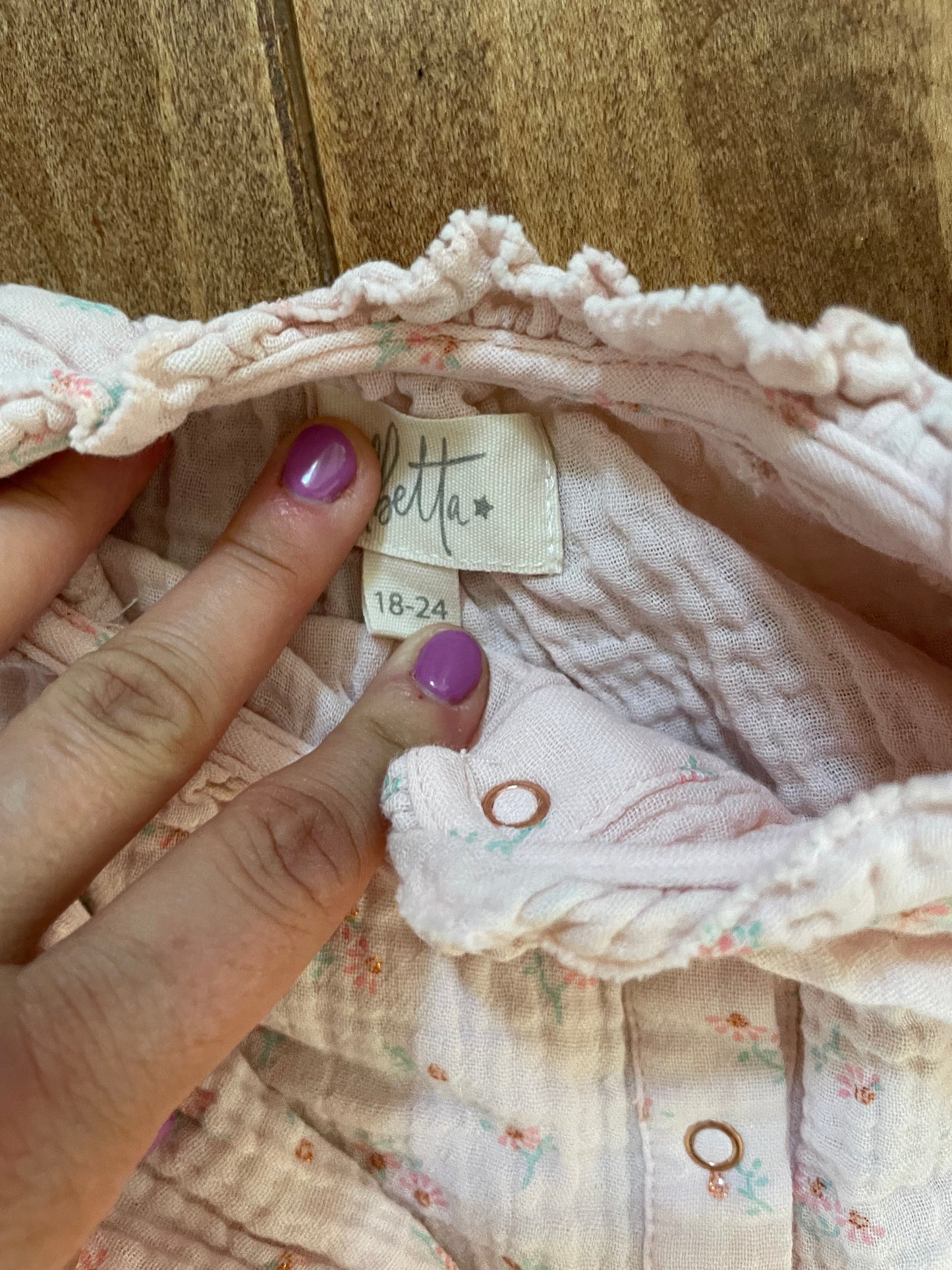 #199 Girls boutique pink floral pajamas size 18-24 months EUC