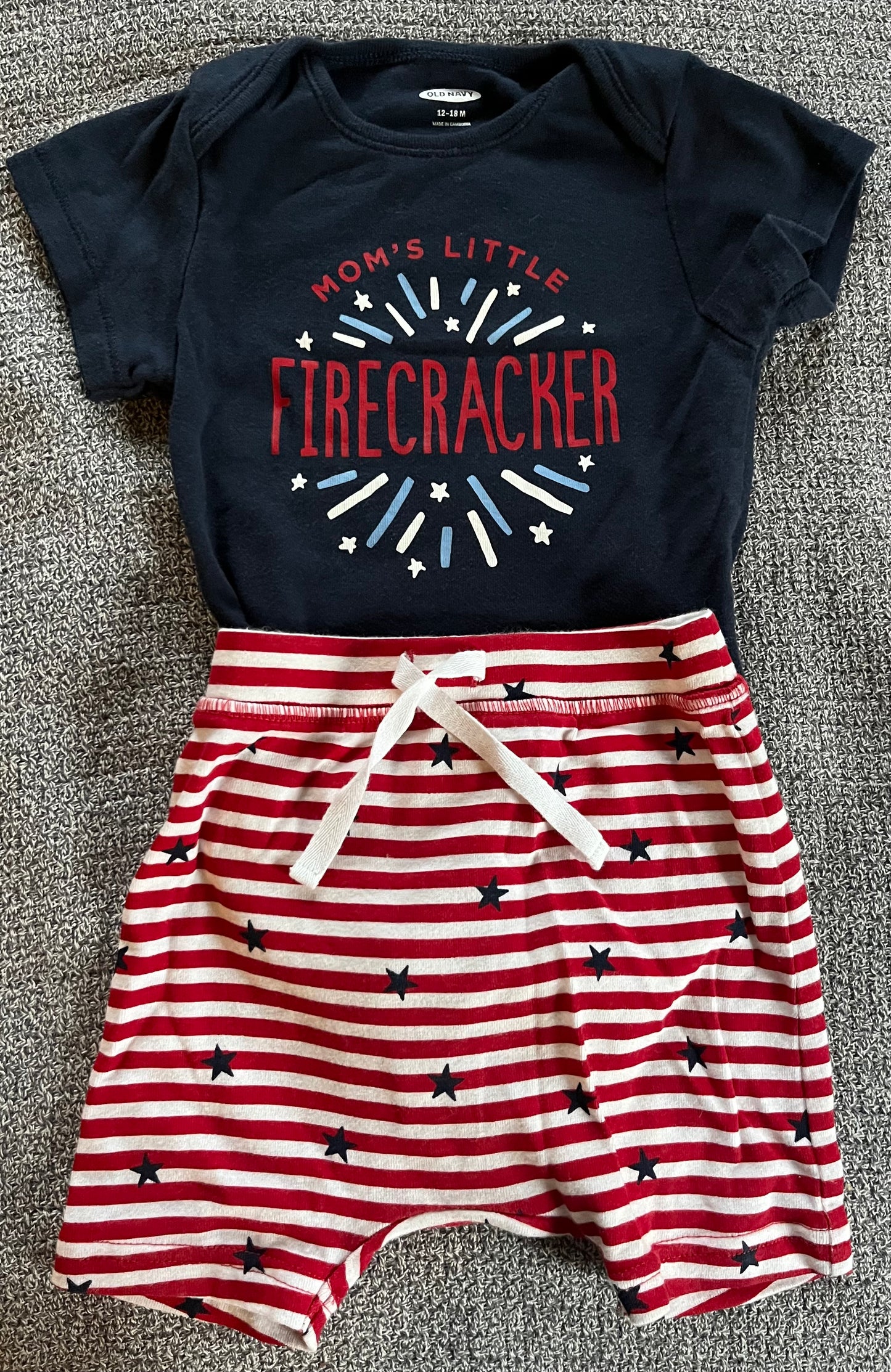 Seller #13 Old Navy 12-18 months boy Mom’s Little Firecracker two piece outfit