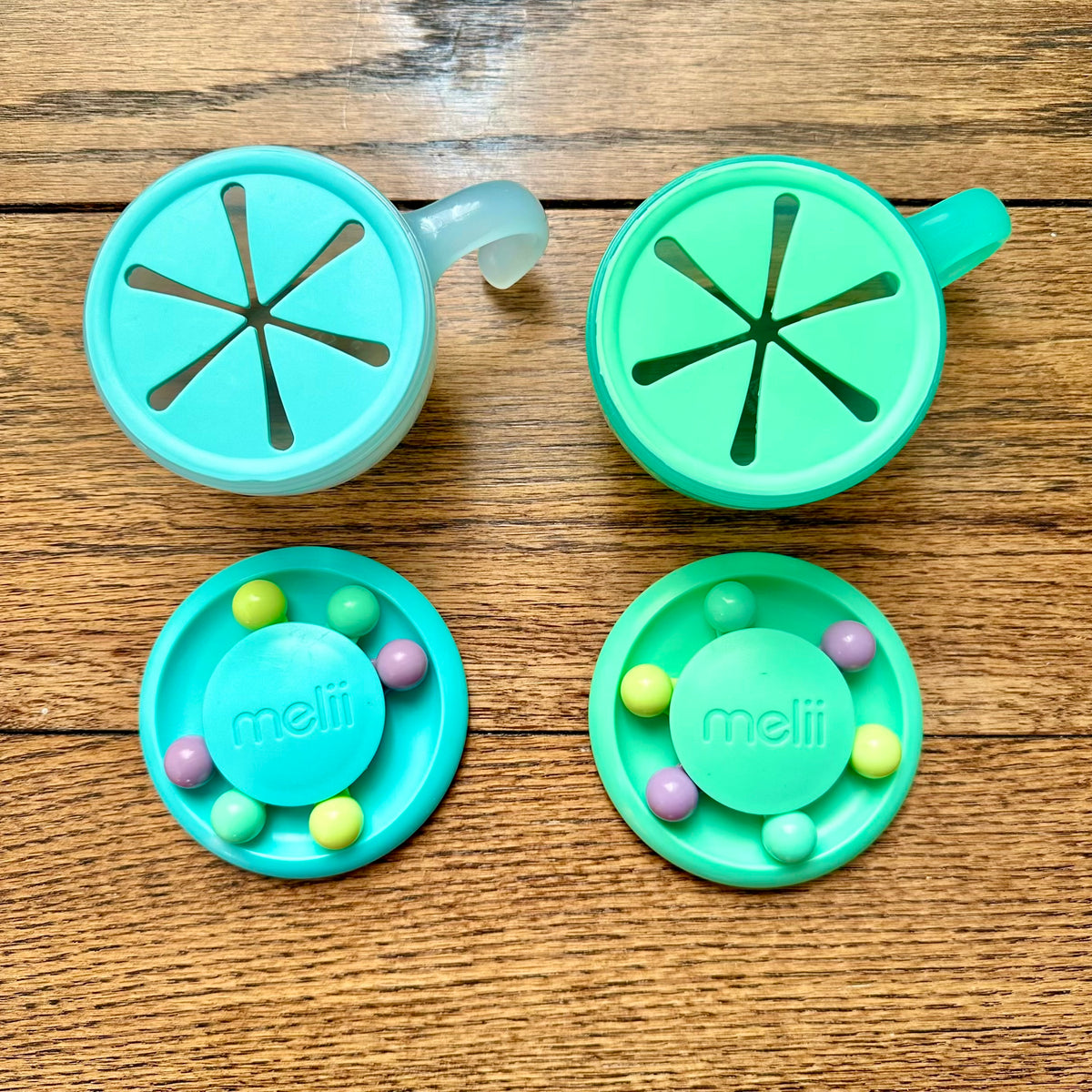 #113 Melii Abacus Snack Container Set of 2, Blue and Green
