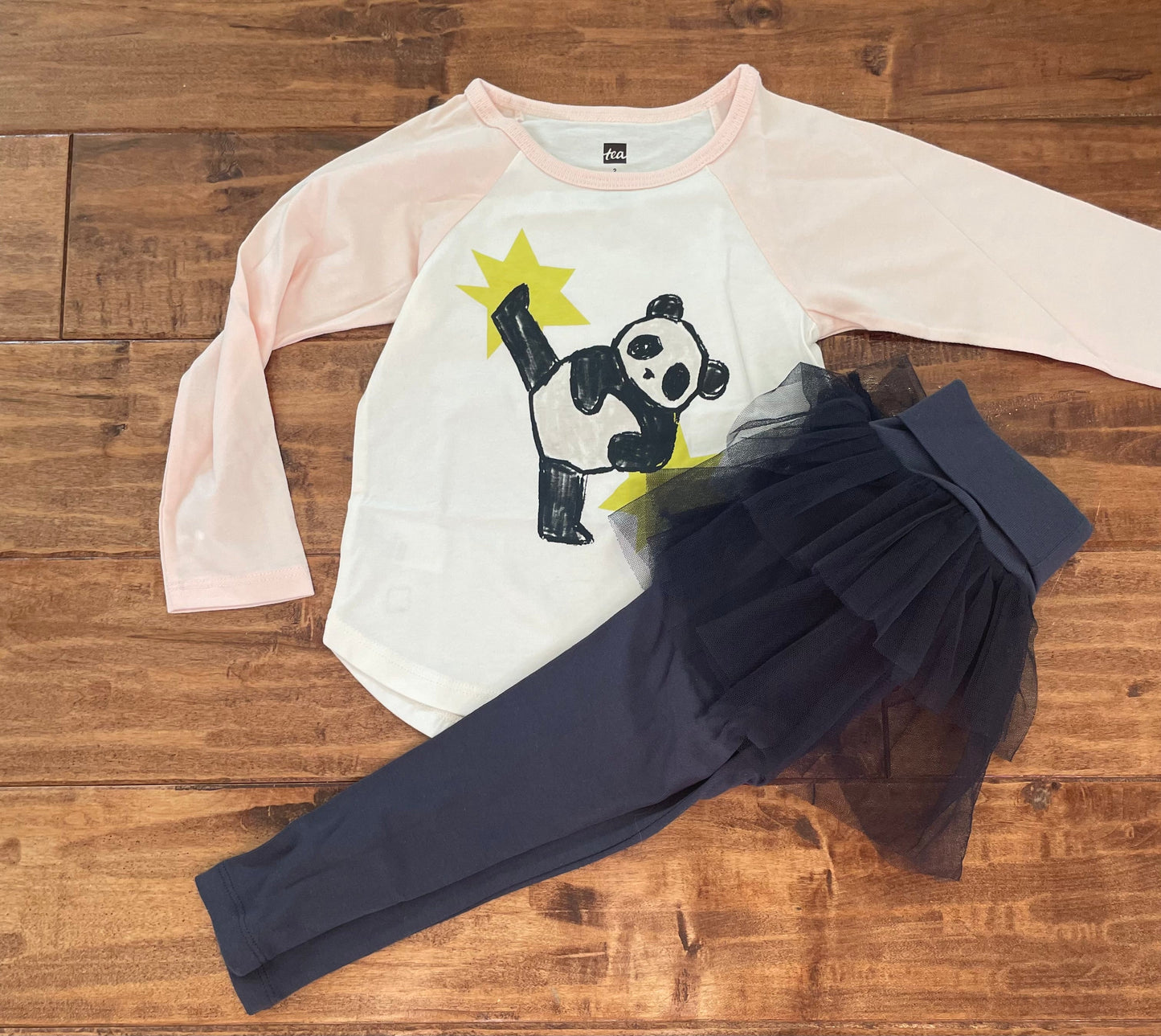 #199 REDUCED Girls Tea Collection panda outfit size 2 NWOT