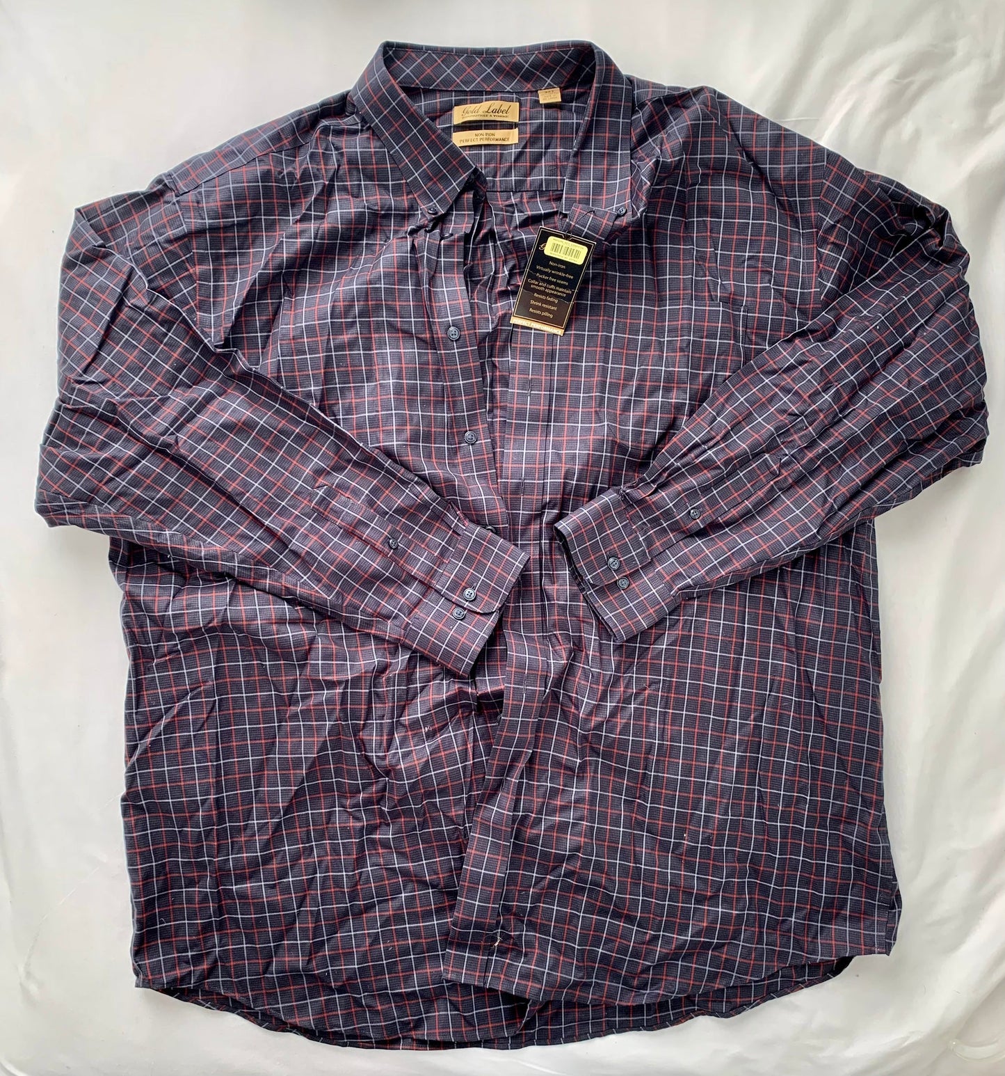 Seller #204 Men’s 3X Tall NWT Gold Label Blue Plaid Shirt