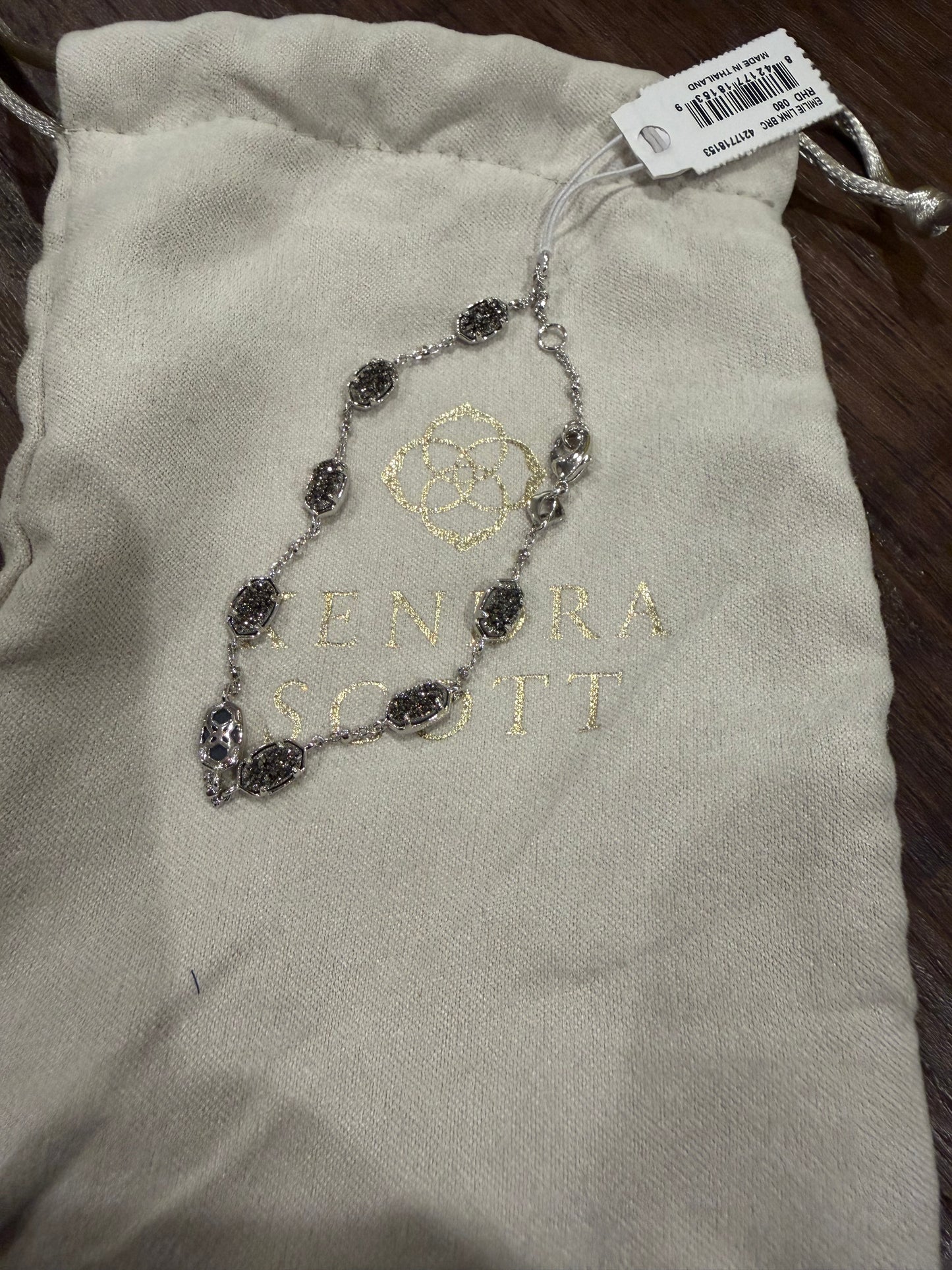 #107-New- Kendra Scott Emilie link bracelet in platinum drusy