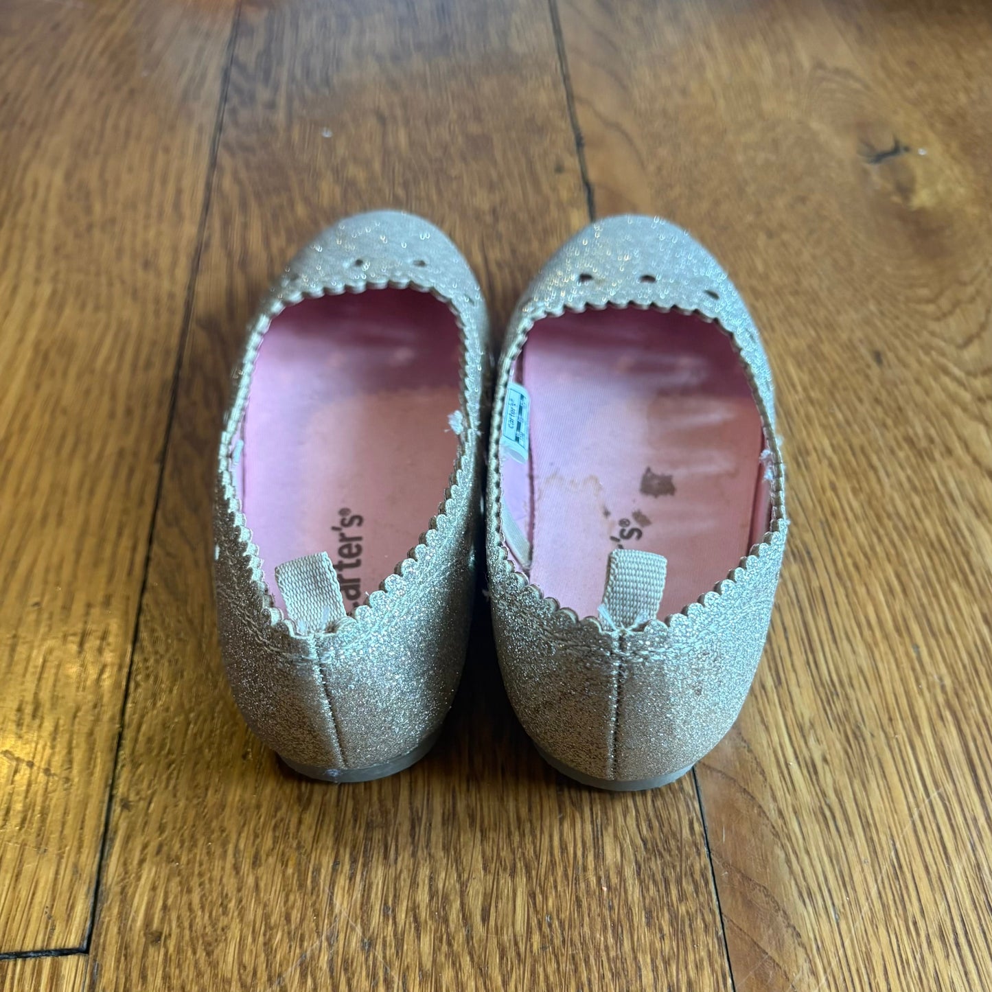 Seller 98 Girls Size 10 Carter's Gold Glitter Ballet Flats