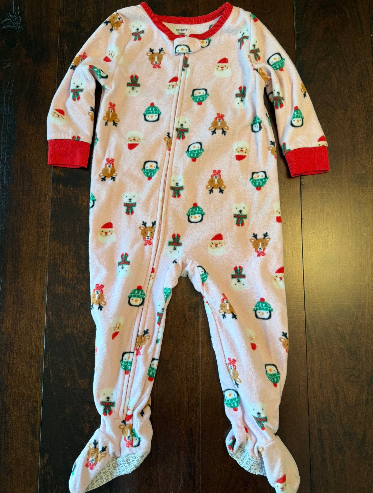 #28 Carters Christmas Fleece Footed Onesie PJ - Girls 18 Months