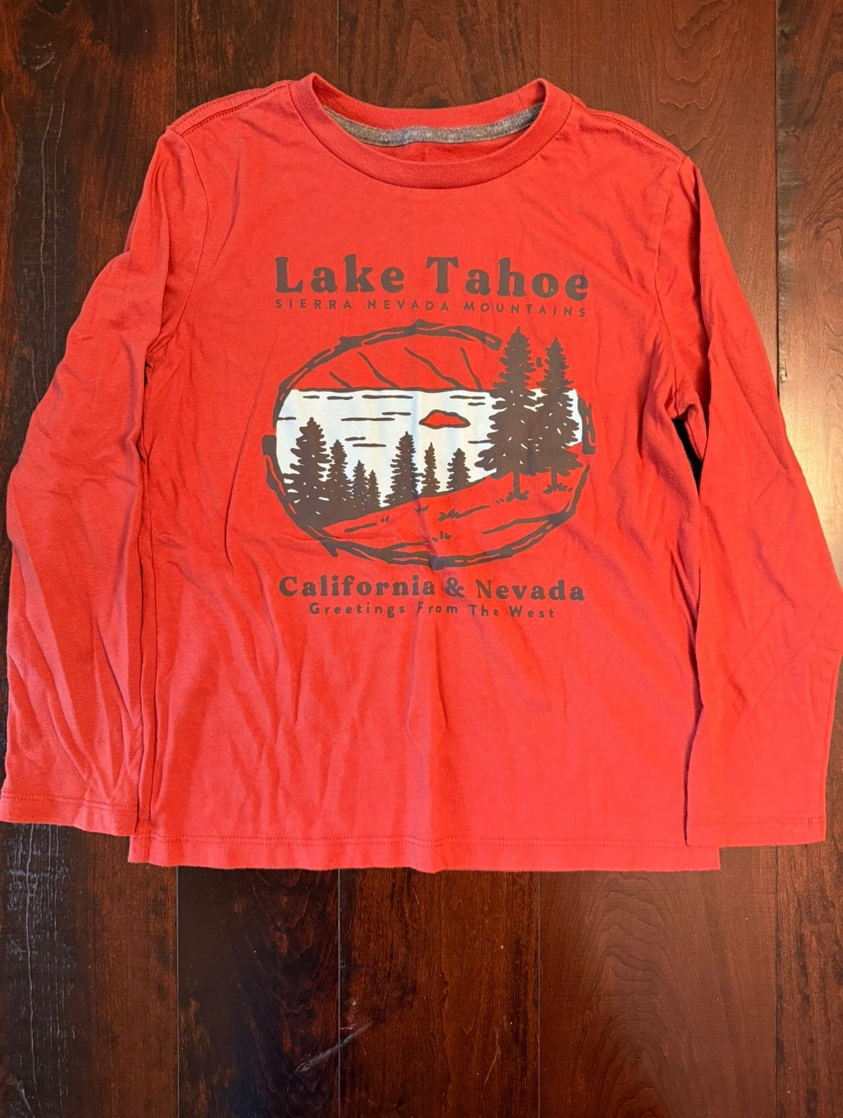 #28 Old Navy Rust Red Lake Tahoe Long-Sleeve Tshirt - Boys Medium 8