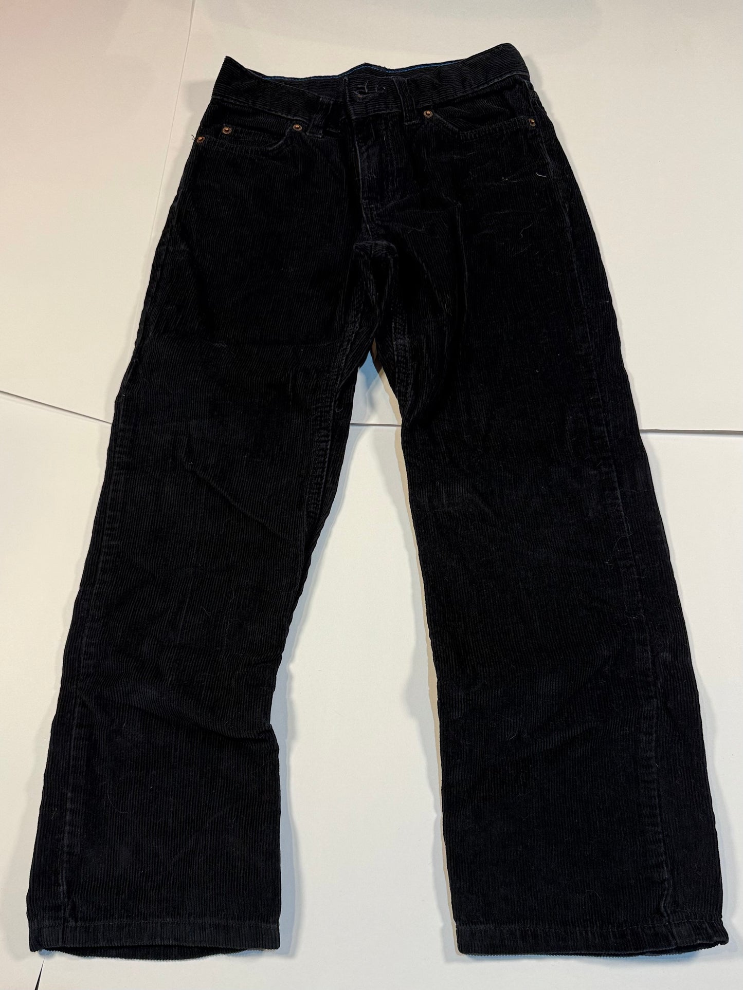 #180 Boys 8 Lands End Black Corduroy Pants with Adjustable Waist band