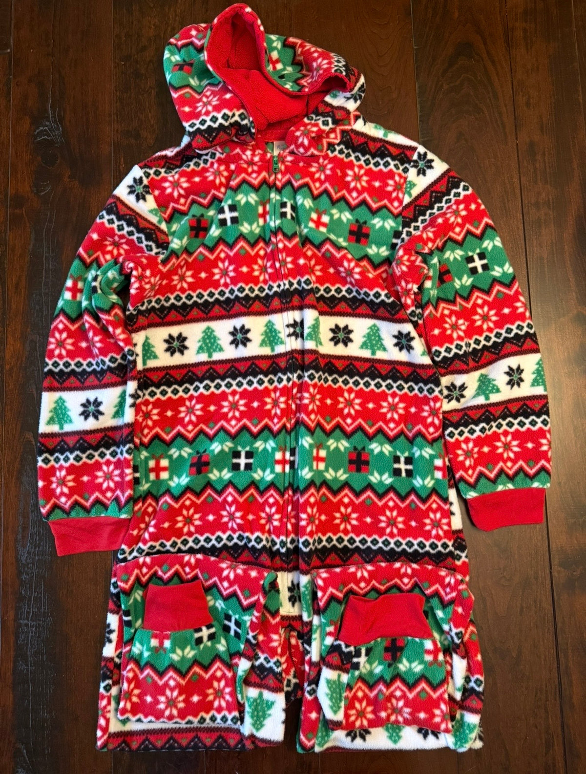#28 Children's Place Christmas Fleece Onesie PJs - Kids Large 10/12
