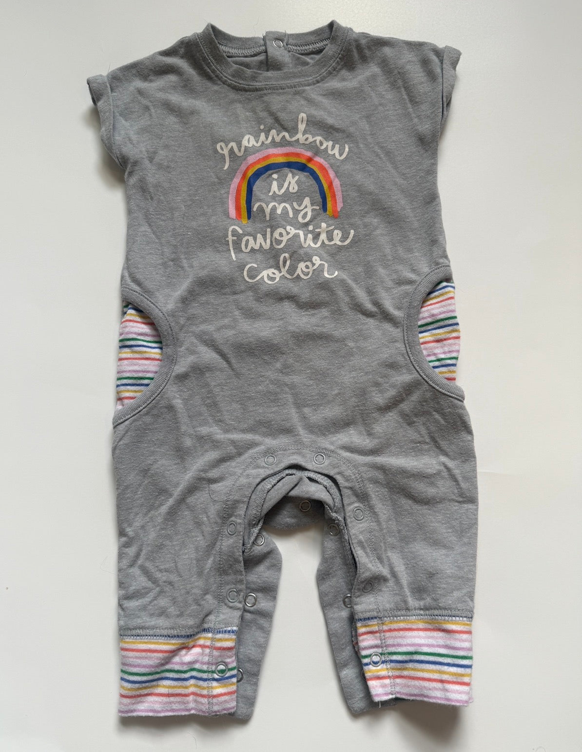 #116 cat and jack Rainbow is my favorite color romper 0-3 months