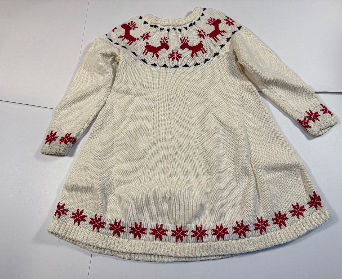 #180 Girls 100 US 4 hanna Andersson Reindeer Sweater Dress (2 of 2 available)