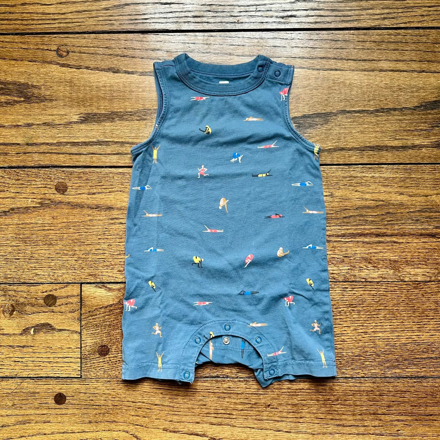 #95 GUC Boys Tea Swimmer Tank Romper, size 12-18 months