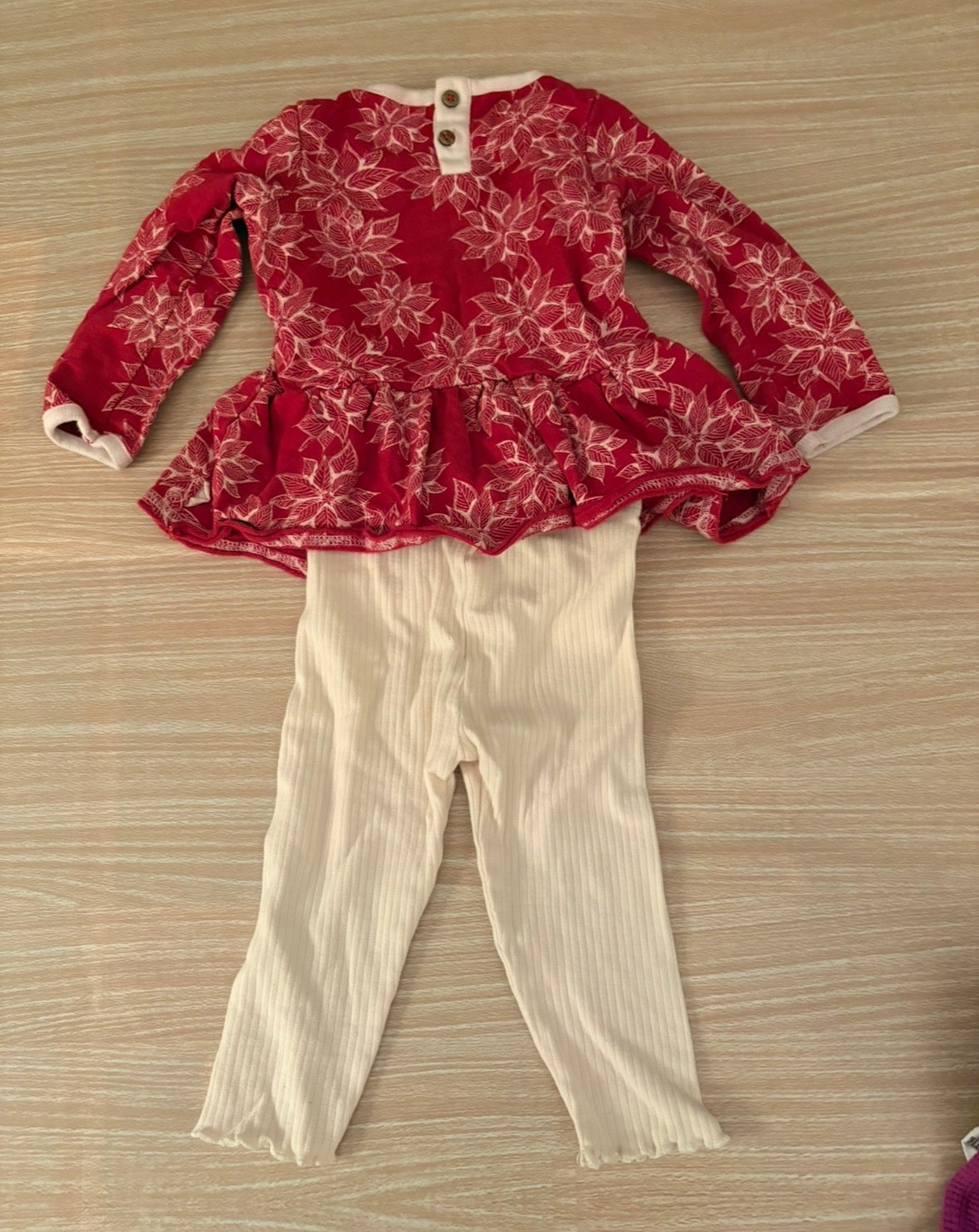 Seller #196 Baby Girl Christmas Poinsettia Burt's Bee 6-12 months Outfit