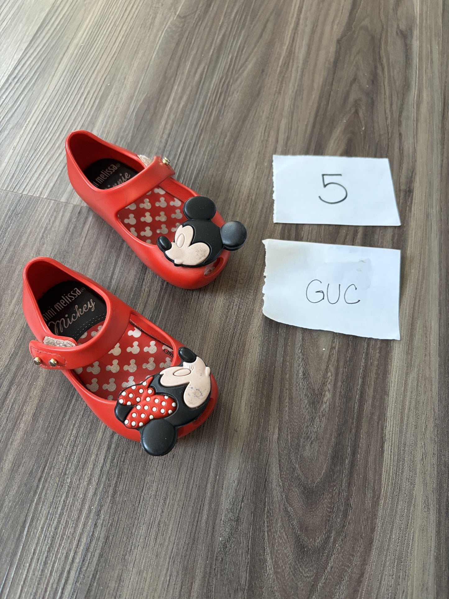 #77 - 5T Shoe - GUC Mini Melissa - Minnie/Mickey Red Shoes