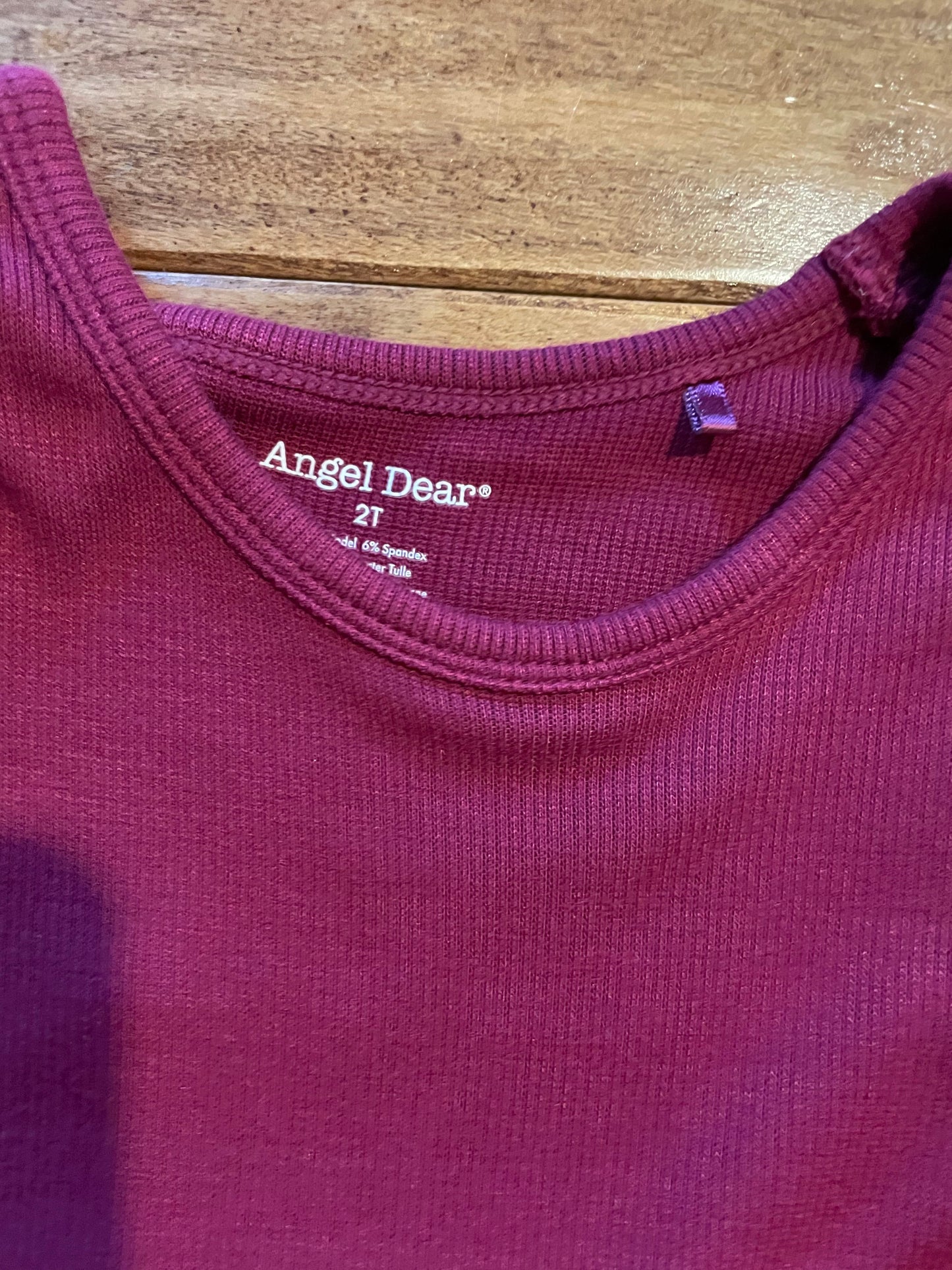 #199 Girls Angel Dear maroon tulle dress size 2 EUC