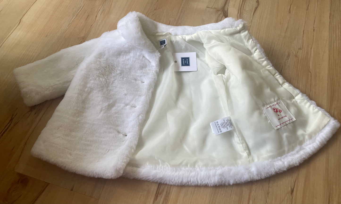 Seller 202 - Janie and Jack - NEW - white coat - size 0-6 mo