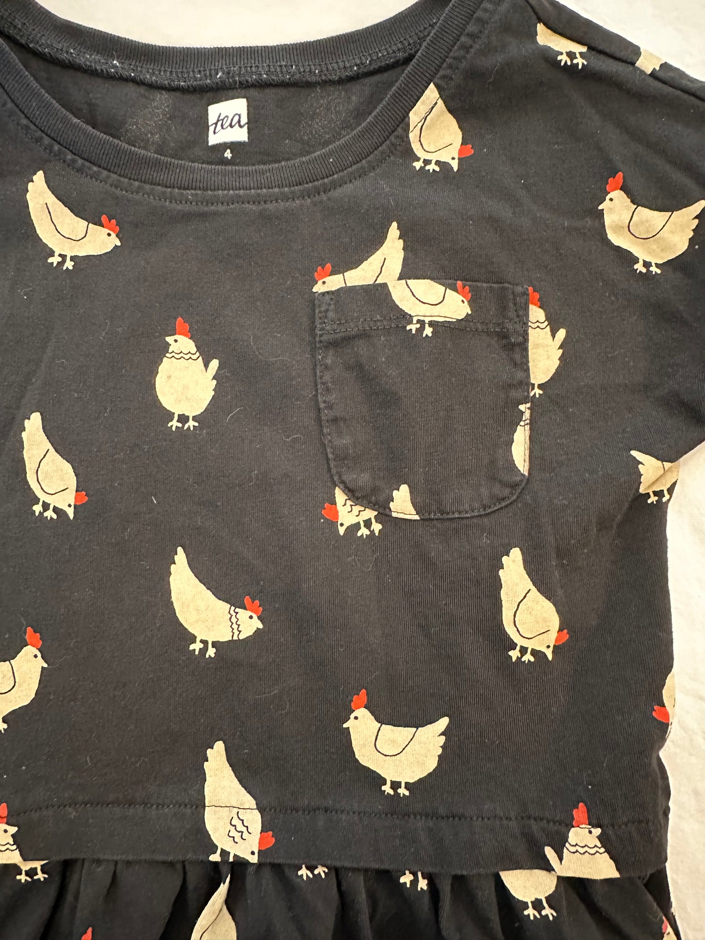 #30 Tea Chicken Print Dress - EUC - 4Y