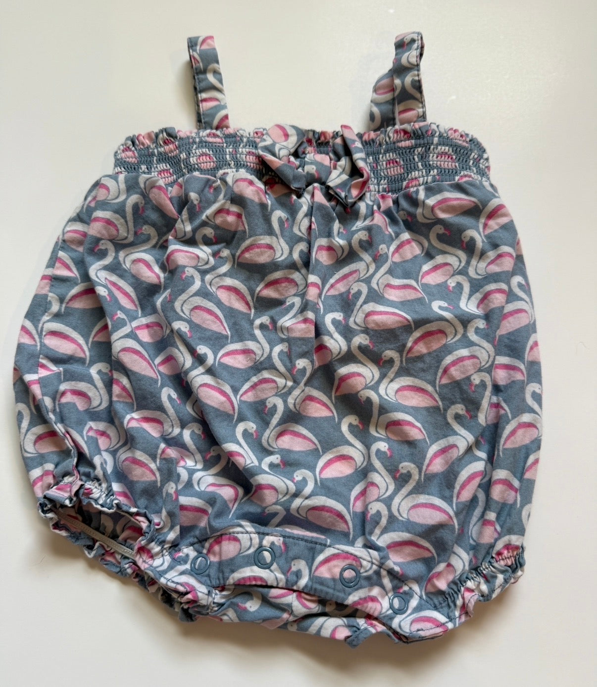 REDUCED #116 Janie and Jack Pink Swan Romper girls 0-3 months