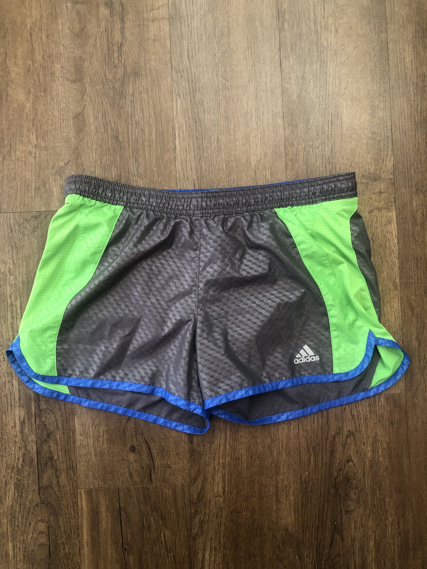 #124 Adidas Women's Gray/Green/Blue Athletic Short Size S