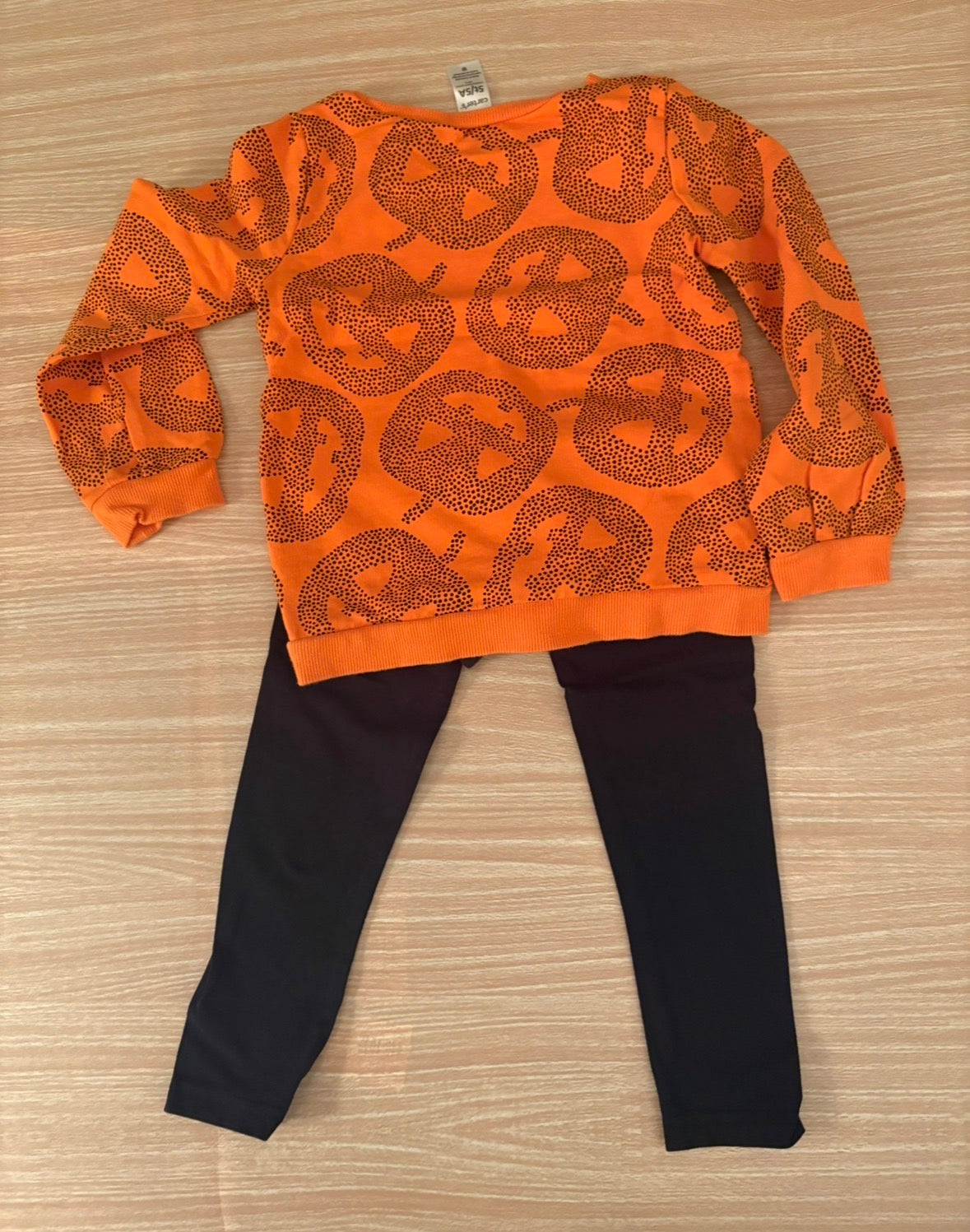 Seller 196 Girls Carters Pumpkin Crew Neck and black Leggings 5T