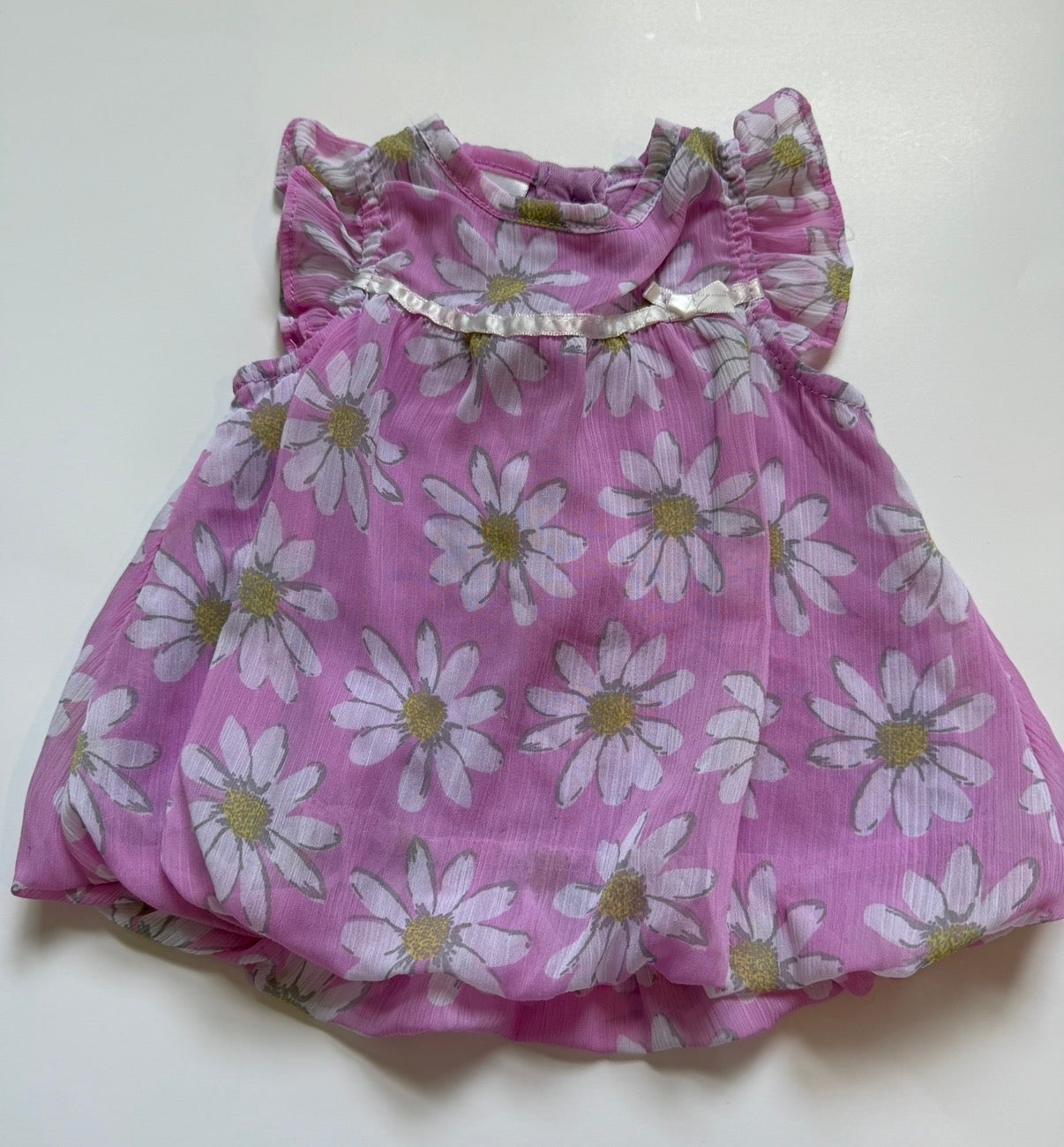 #116 Little Wonders lilac floral bubble dress girls 0-3 months