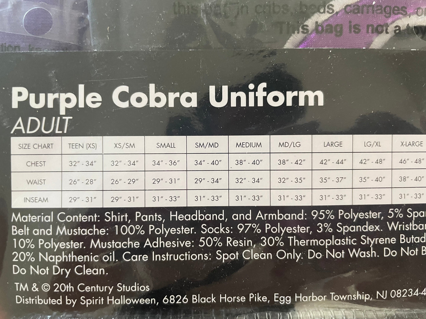 #199 REDUCED Men’s Spirit Halloween Dodgeball purple cobra size small NWT
