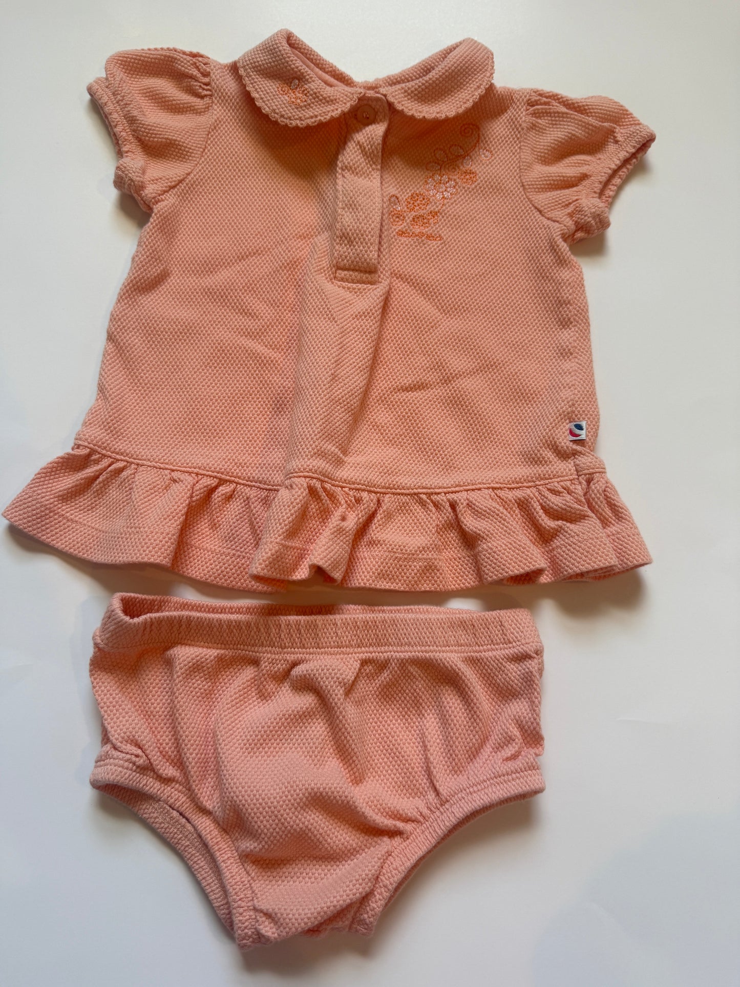 REDUCED #116 Absorba peach polo dress with bummies girls 6 months