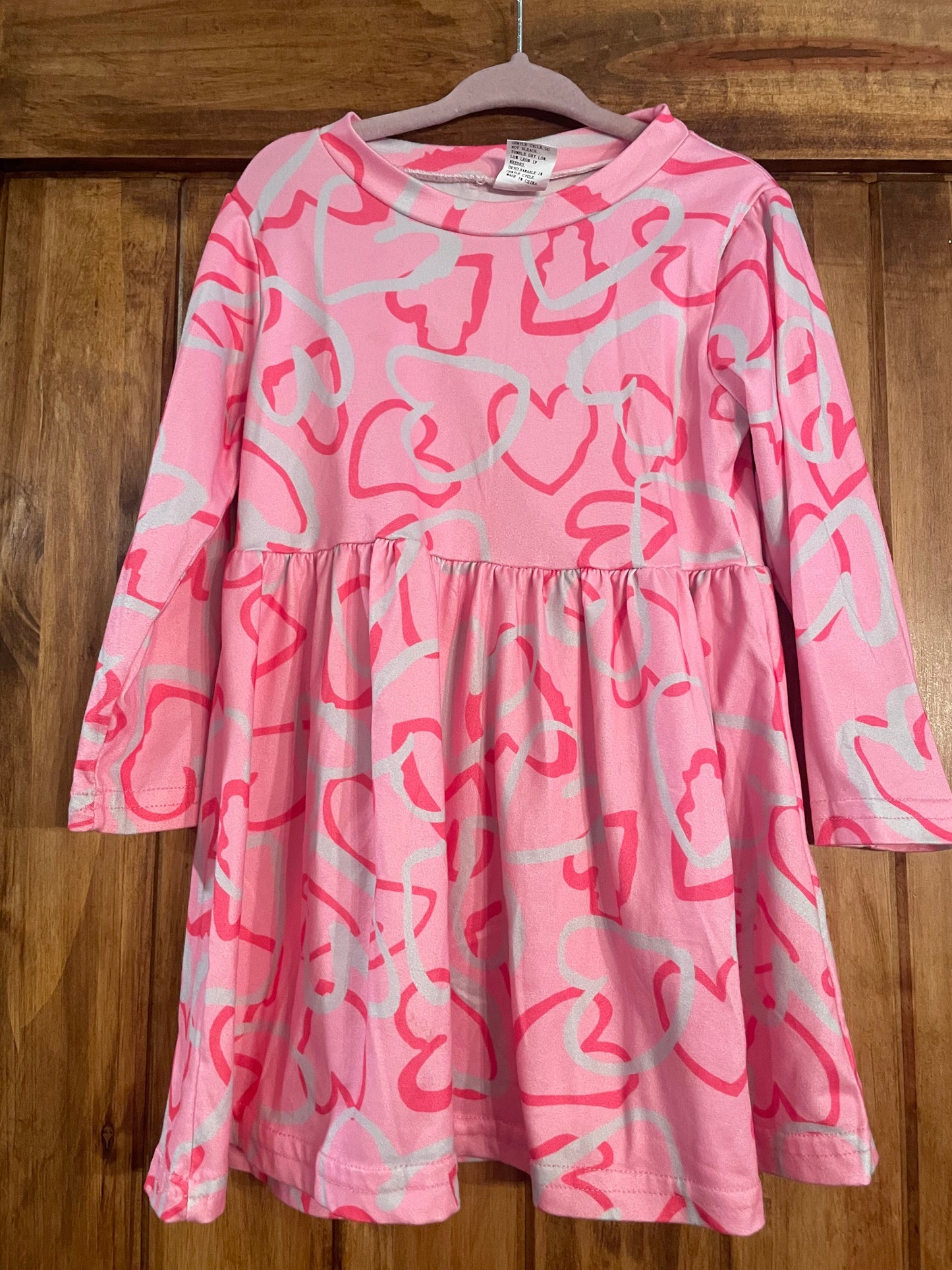 #177 Girls Pink Heart Dress 3T