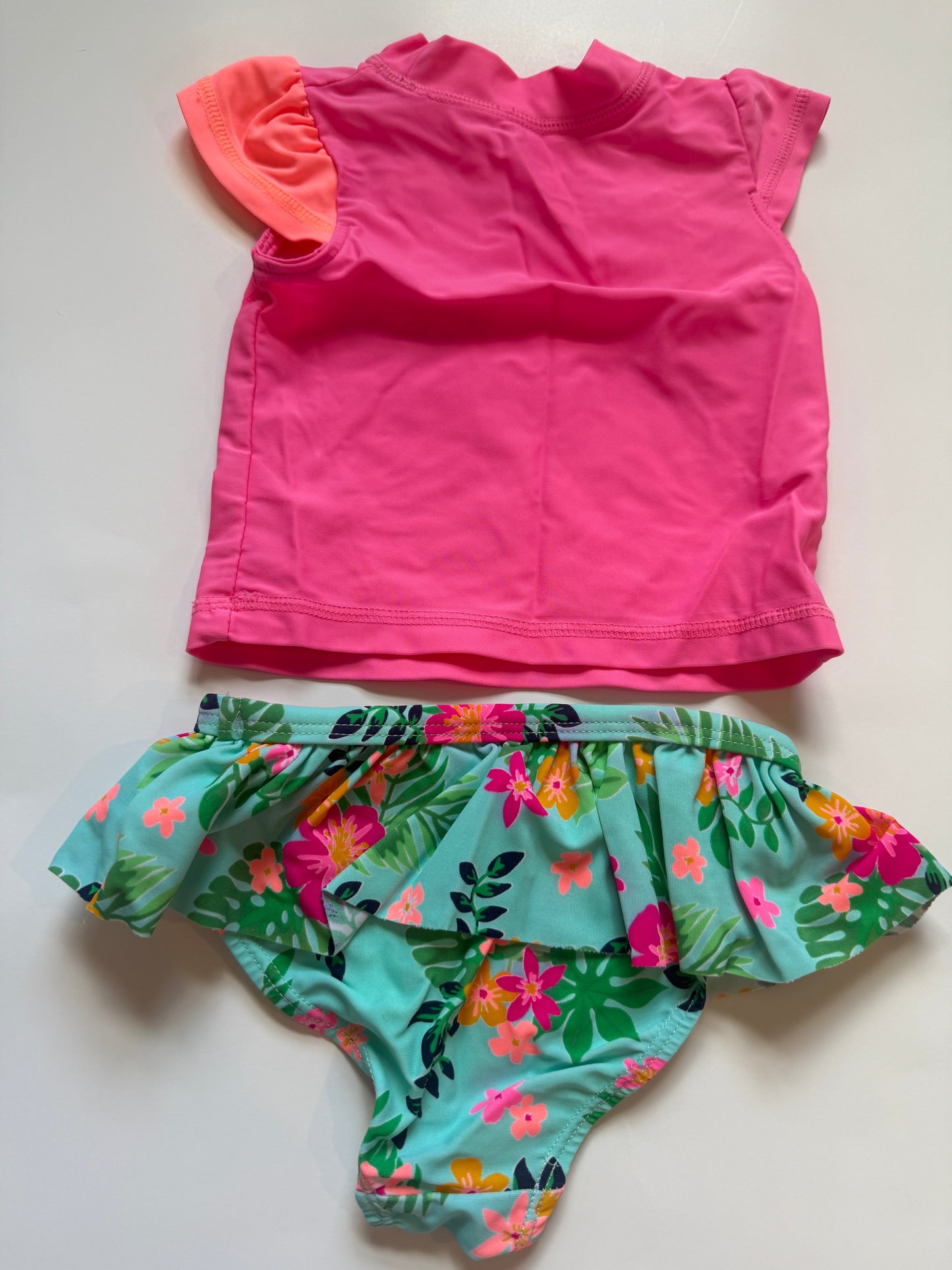 REDUCED #116 Koala Kids floral and toucan swimsuit girls 9 months